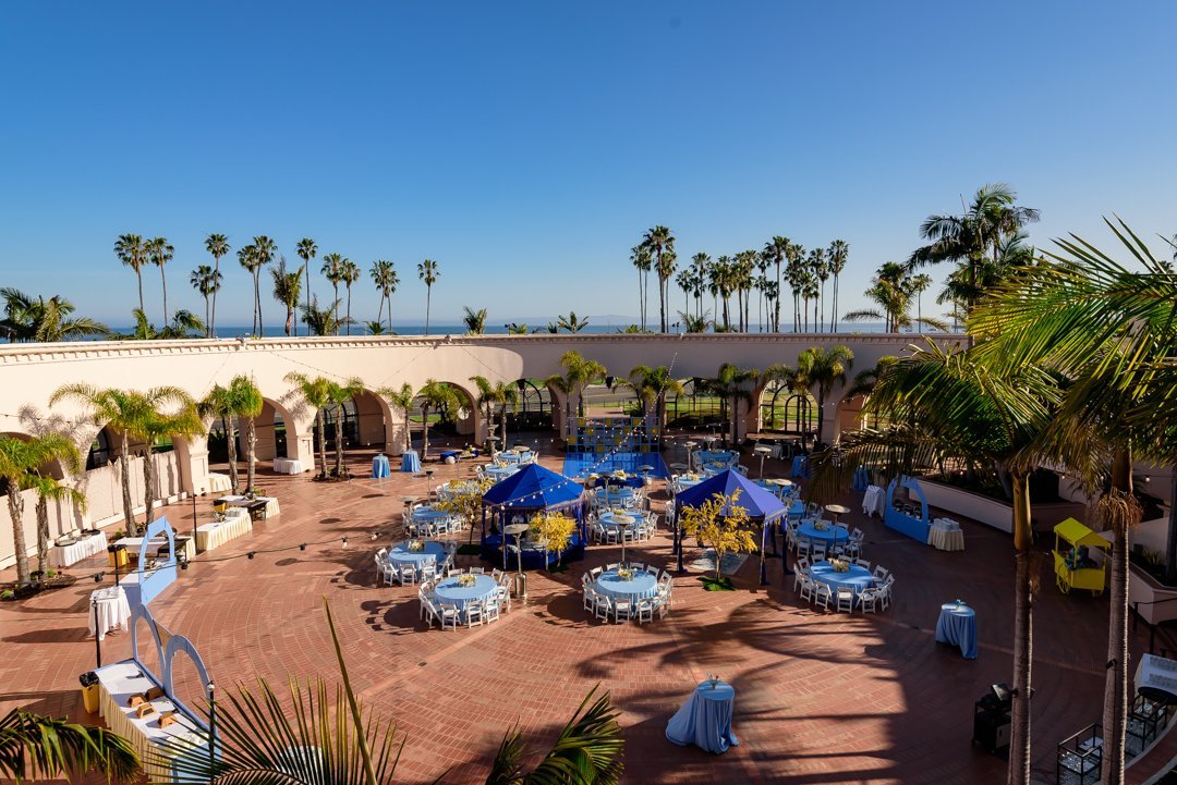 www.santabarbarawedding.com | Hilton SB | Blue Lotus Insights | Shawna Yamamoto | MPSingh Photography | Tables Set Up at Outdoor Reception