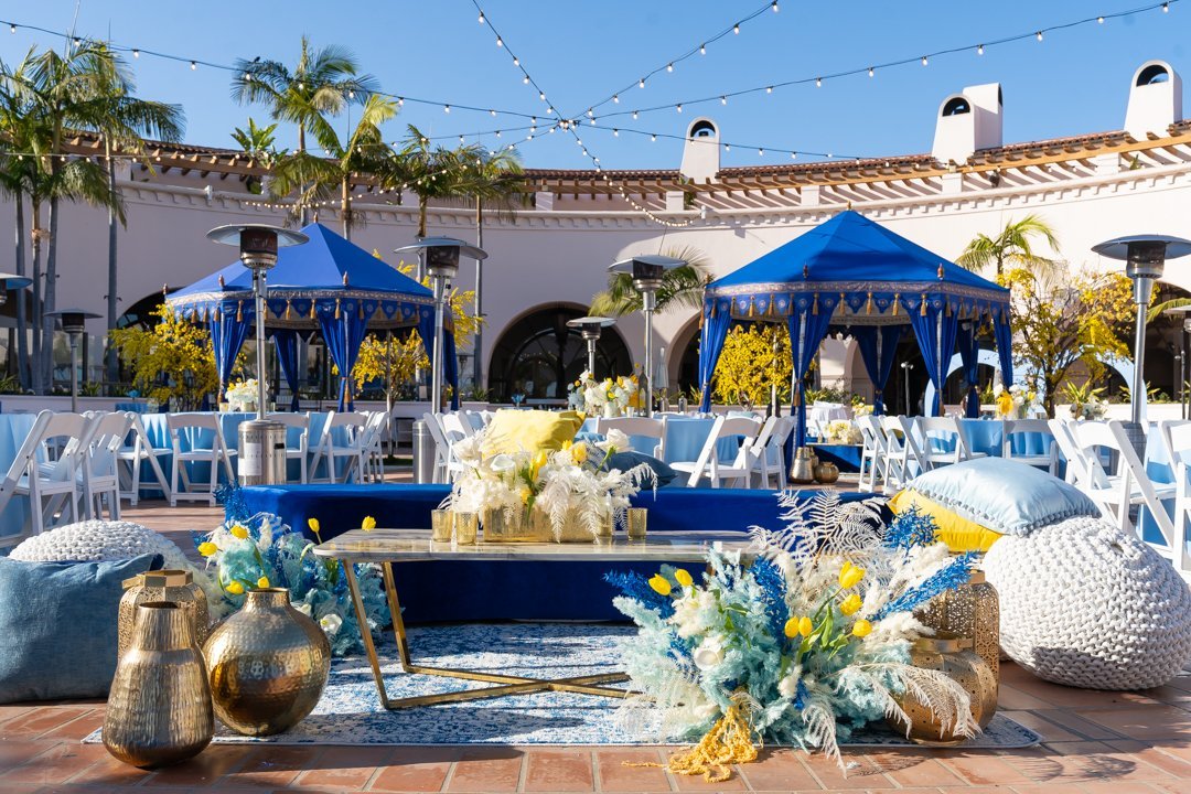 www.santabarbarawedding.com | Hilton SB | Blue Lotus Insights | Shawna Yamamoto | MPSingh Photography | Tables Set Up at Outdoor Reception