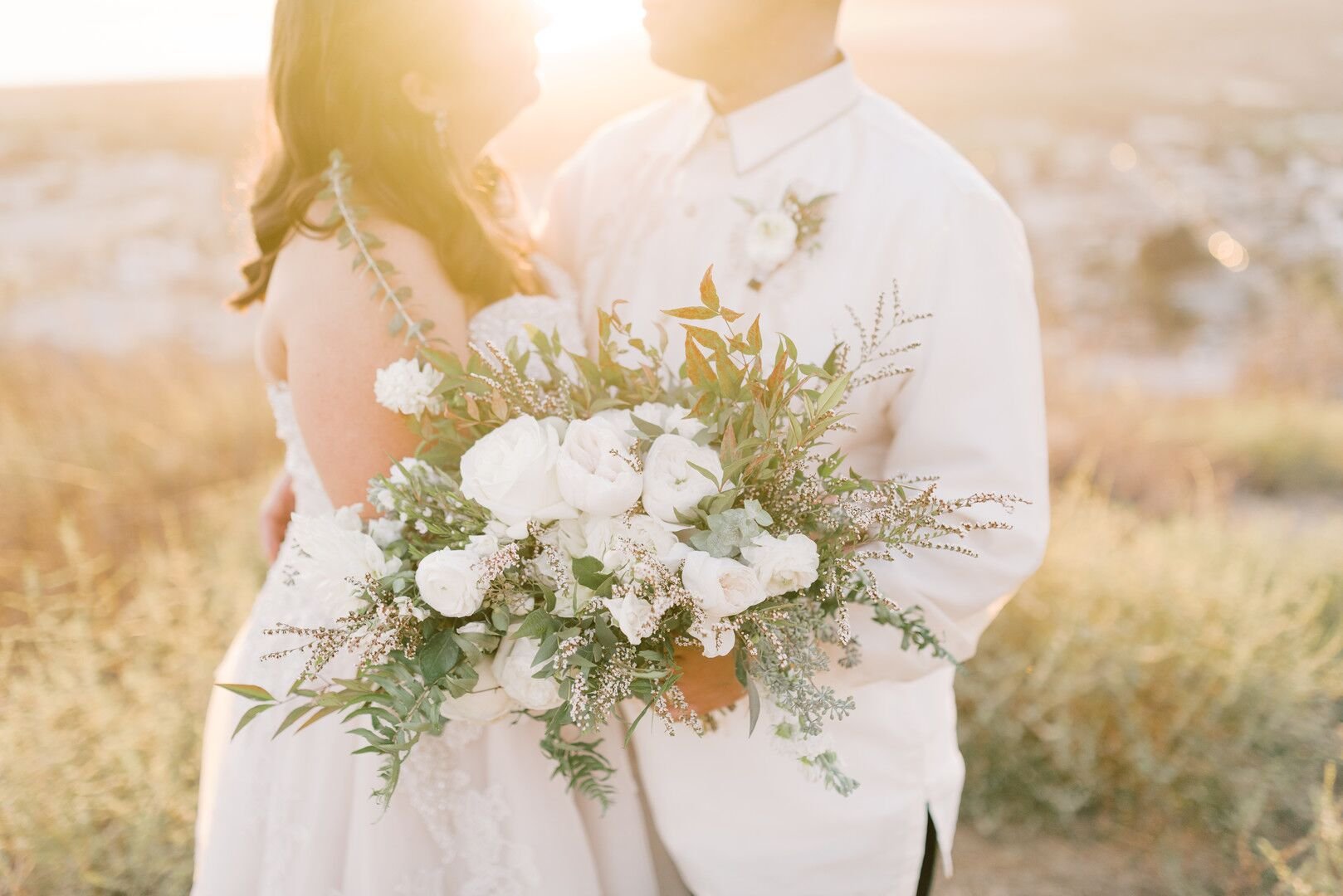 wwww.santabarbawedding.com |Planner: Vintage Heart Events | Ceremony Venue: Serra Cross Park | Photographer: Haley Richter Photography |  Bride and Groom with Bouquet