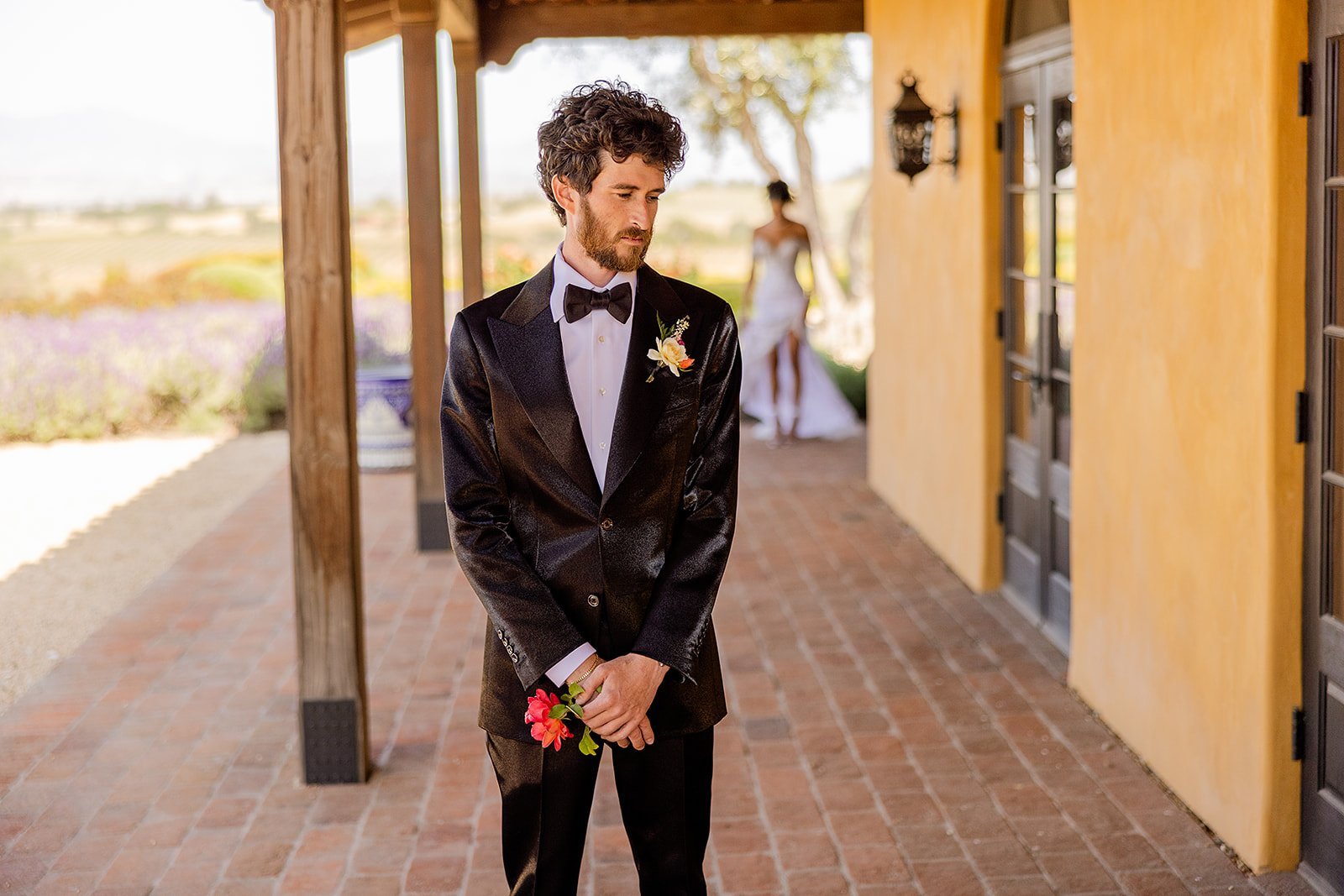 www.santabarbarawedding.com | David Mendoza | Alexis Ireland Florals | TEAM Hair &amp; Makeup | Groom Waiting for His Bride for the First Look 
