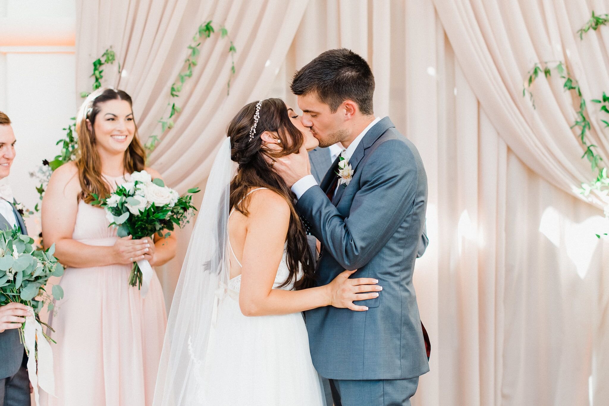 www.santabarbaraweddings.com | Photographer: Grace Kathryn | Venues: Villa &amp; Vine, Santa Barbara Courthouse, Hilton Santa Barbara Resort | Coordination: Burlap &amp; Bordeaux | First Kiss