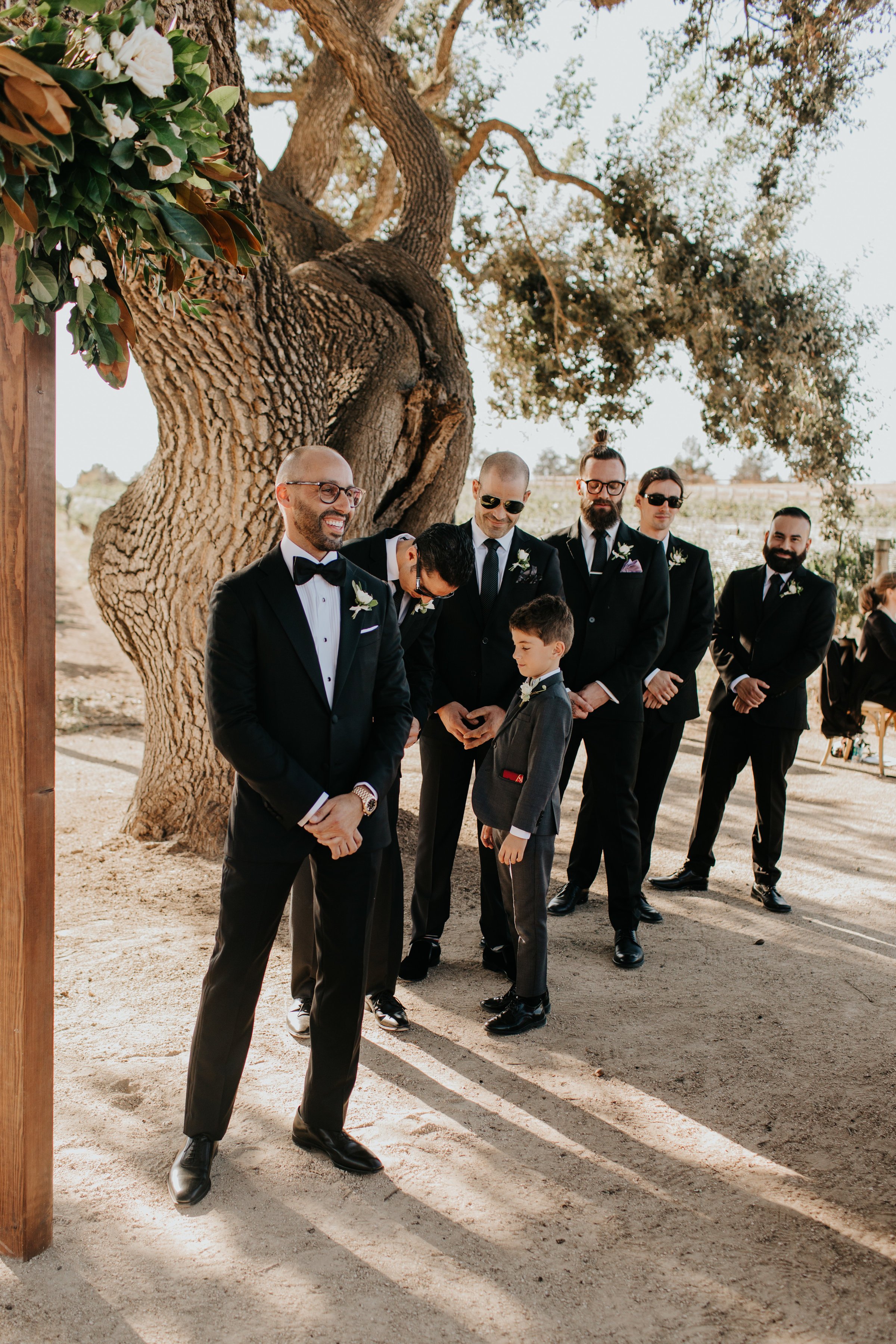 www.santabarbarawedding.com | Alexandria Monette Photography | Sunstone Villa | Soleil Events | Anna le Pley Taylor Flowers | Town and Country Event Rentals | Groom and Groomsmen at Ceremony 