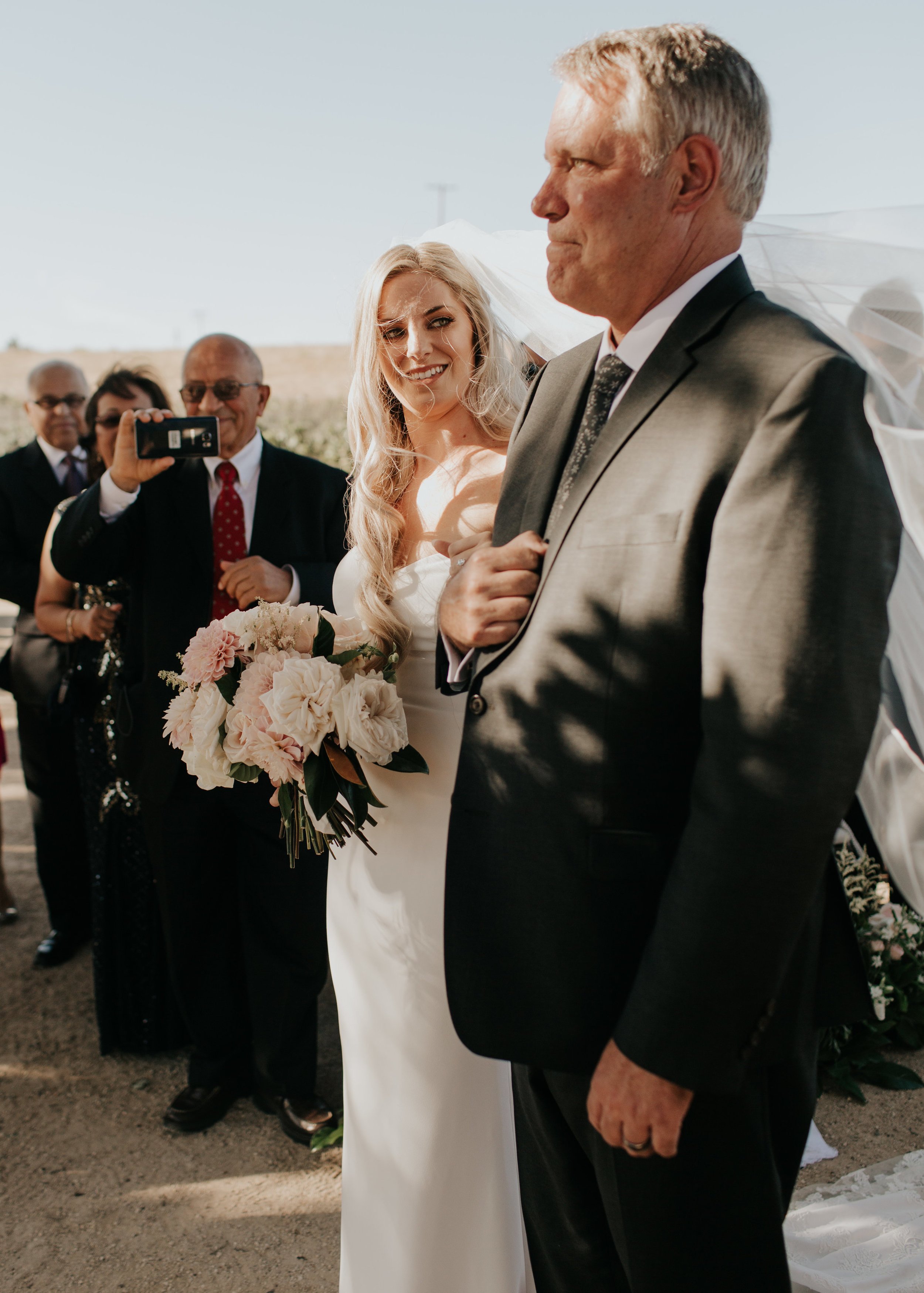 www.santabarbarawedding.com | Alexandria Monette Photography | Sunstone Villa | Soleil Events | Anna le Pley Taylor Flowers | Bride and Dad at Ceremony 