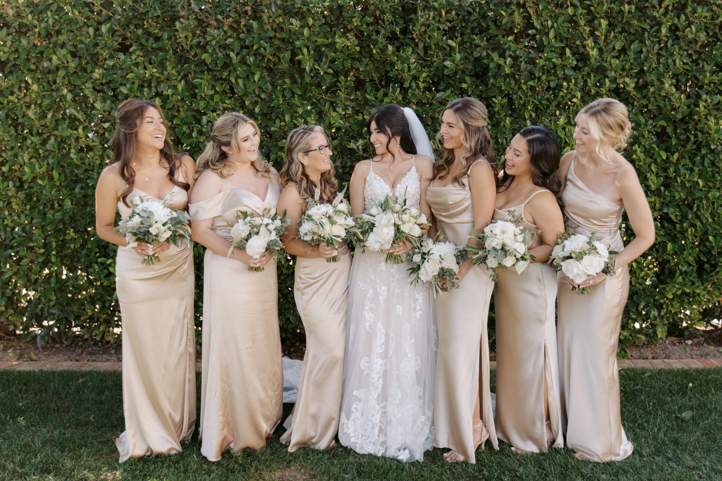 www.santabarbarawedding.com | KB Events | Ali Beck | Santa Barbara Courthouse | Poppy Pod Floral Design | Maggie Sottero | Emily Lynn + Co. | Etsy | Revelry | Bride and Bridesmaids Before Ceremony 