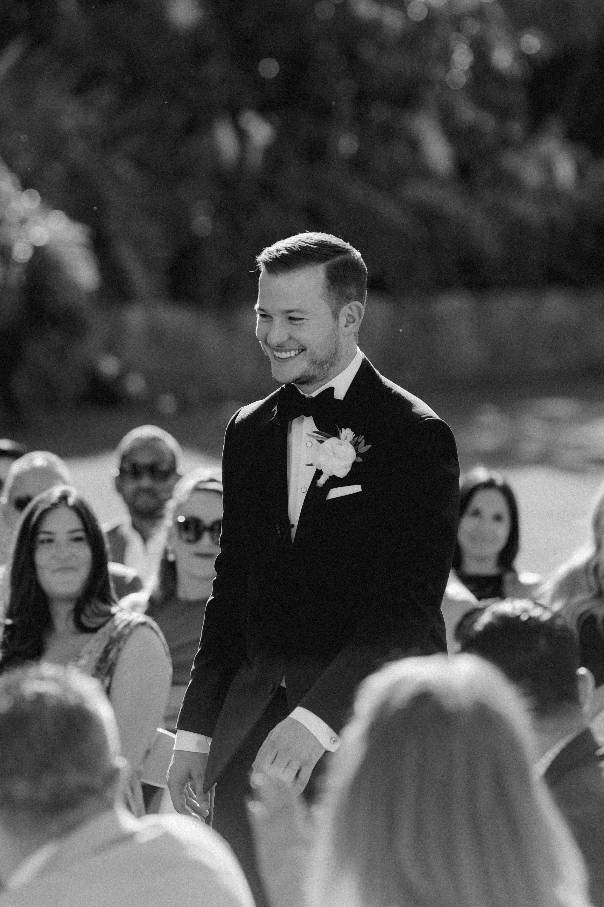 www.santabarbarawedding.com | KB Events | Ali Beck | Santa Barbara Courthouse | Poppy Pod Floral Design | The Black Tux | Just 4 Fun Party Rentals | The Groom Walking Down the Aisle