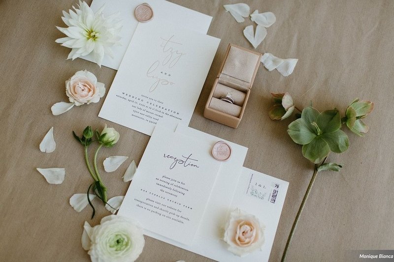 www.santabarbarawedding.com | Our Lady of Mount Carmel | Monique Bianca | White Sage | Intrepid Floral Co. | Wedding Invitations, Rings, and Florals