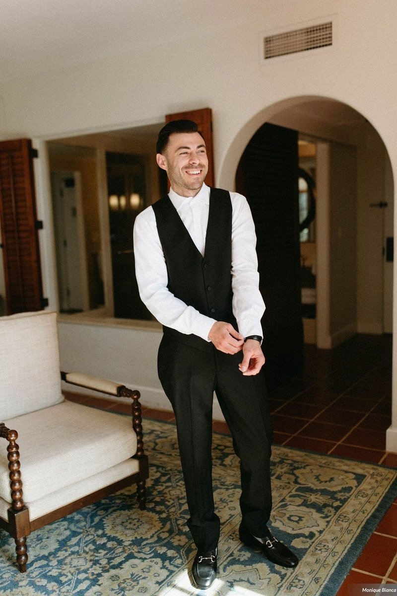 www.santabarbarawedding.com | Our Lady of Mount Carmel | Monique Bianca | White Sage | Intrepid Floral Co. | Generation Tux | Groom Getting Ready 