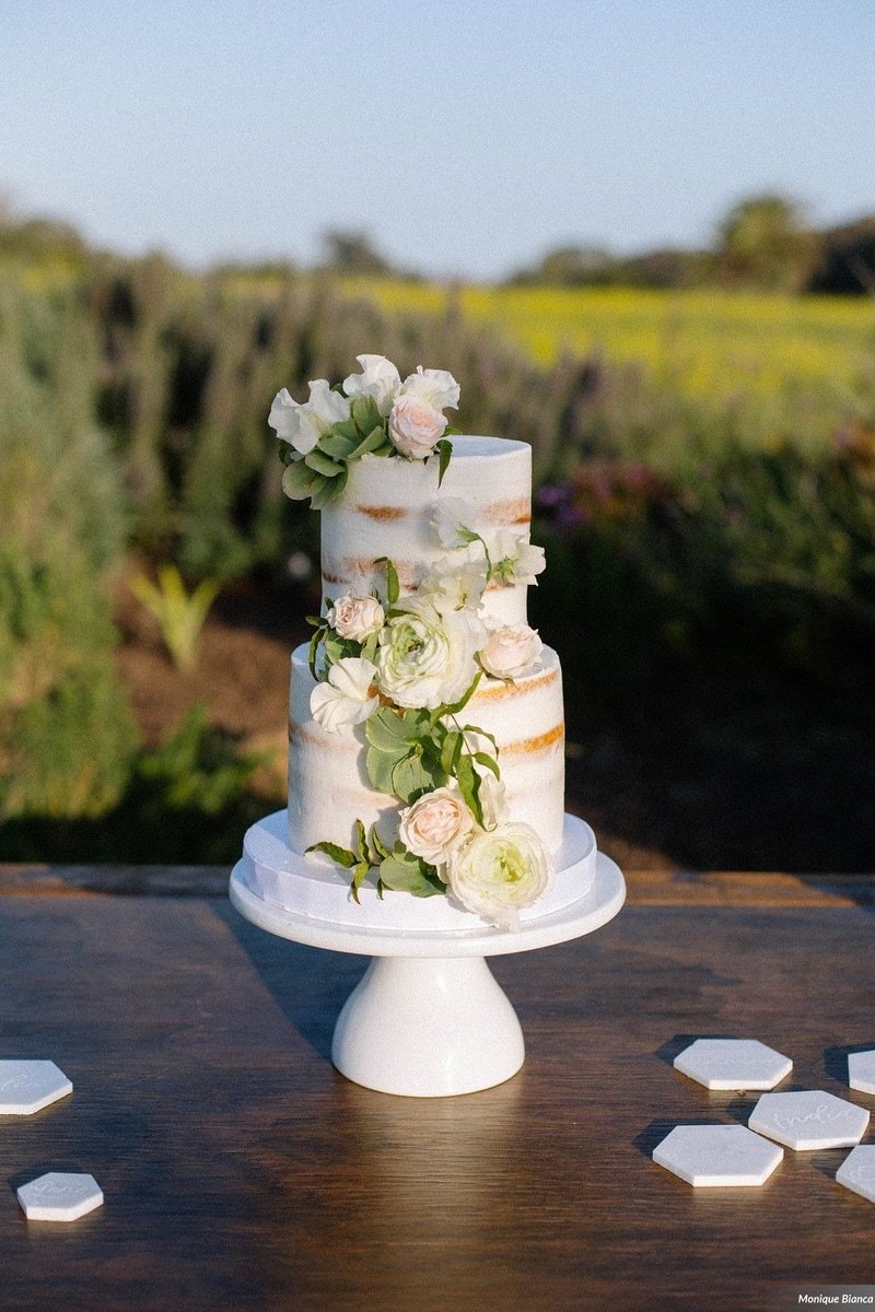 www.santabarbarawedding.com | Dos Pueblos Orchid Farm | Monique Bianca | White Sage | Intrepid Floral Co. | Solvang Bakery | Wedding Cake at Reception