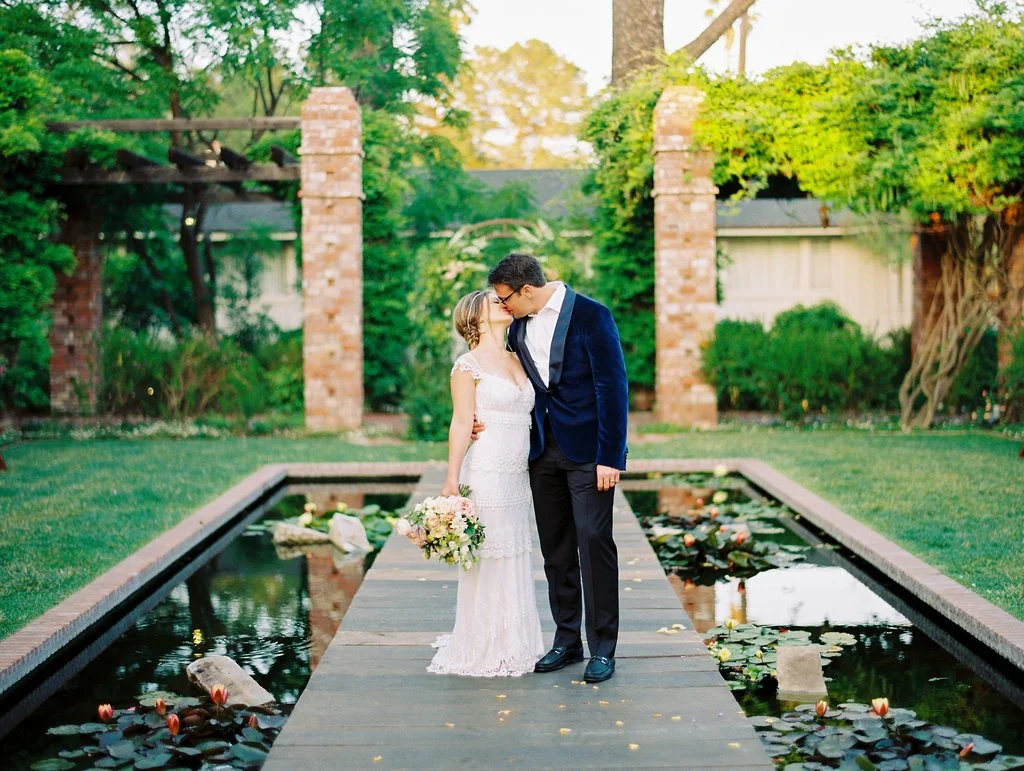 www.santabarbarawedding.com | Michael and Anna Costa | Belmond El Encanto | Events by Rachel Korrey | Town and Country Event Rentals | Coco Rose Design | Bride and Groom Share a Kiss
