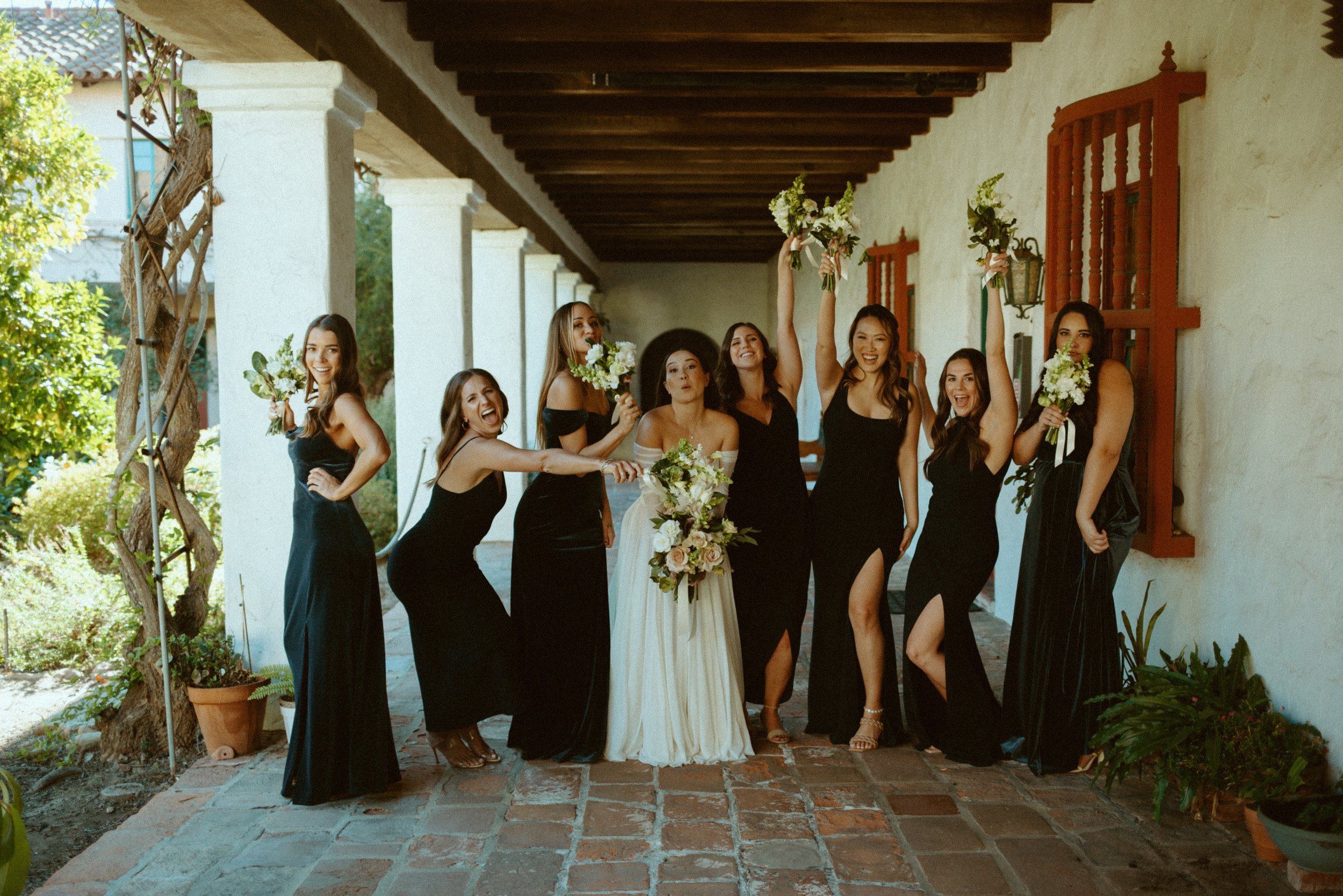 www.santabarbarawedding.com | Mallory Carlson | Old Mission SB | Events by Tiffany J | Antheia Floral &amp; Design | BHLDN | Pretty Please Beauty SB | SB Color &amp; Bridal | Bride with Bridesmaids