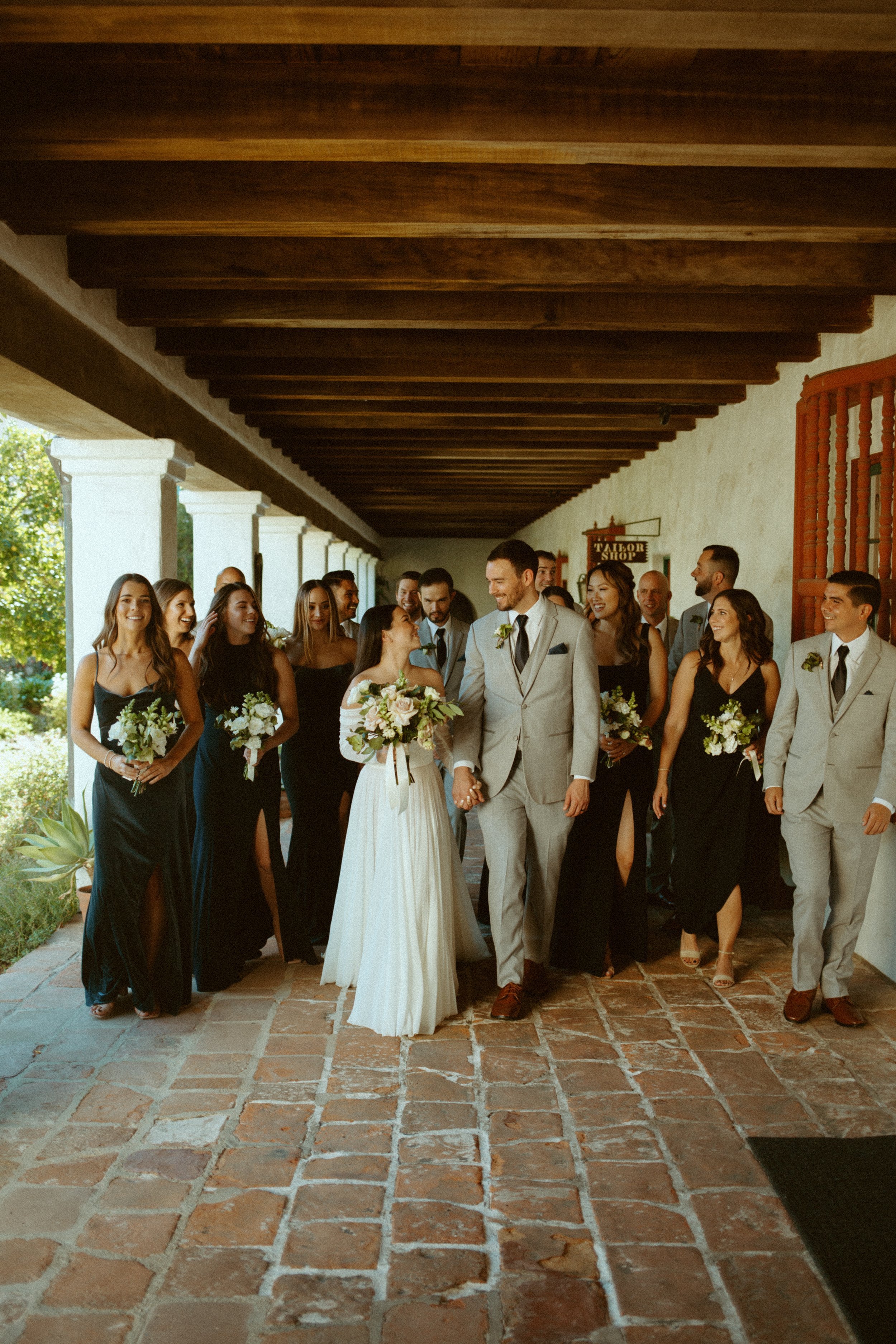 www.santabarbarawedding.com | Mallory Carlson | Santa Barbara Club | Events by Tiffany J | Antheia Floral &amp; Design | BHLDN | Men’s Wearhouse | Bride and Groom with the Wedding Party