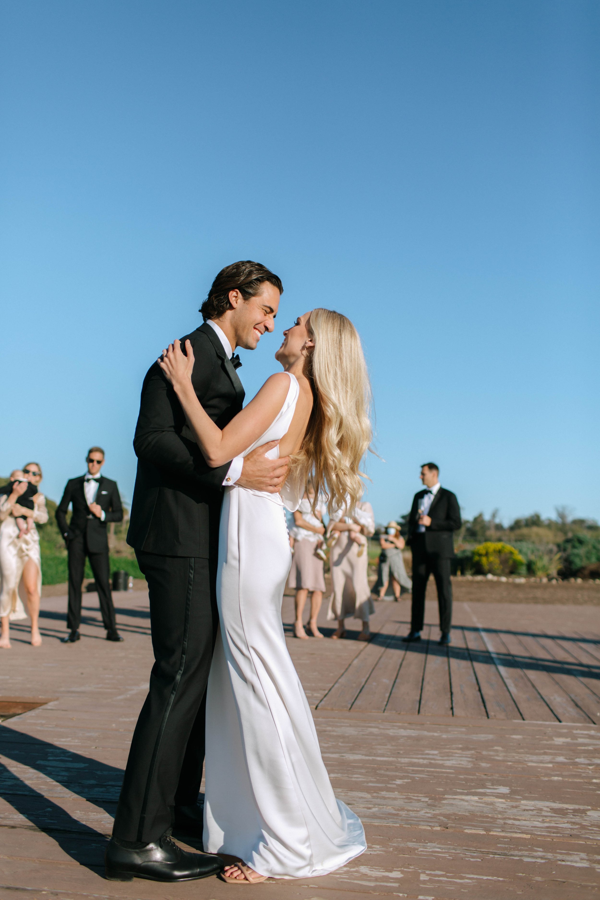 www.santabarbarawedding.com | Monique Biance | Amazing Days Events | Dos Pueblos Orchid Farm | Studio Fleurish | Flora Bridal | The Dress Theory | Couple Sharing a Dance Outside