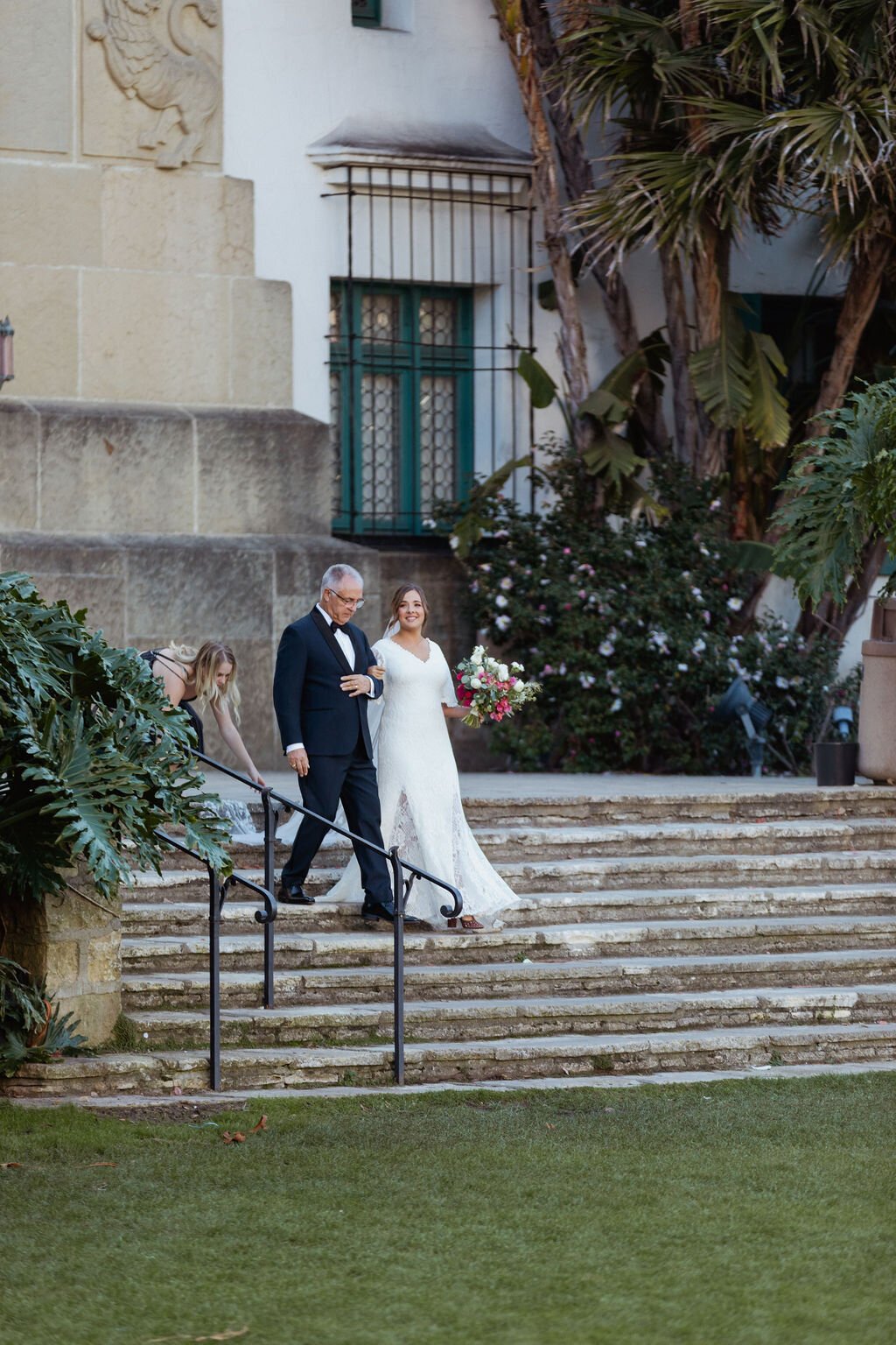 www.santabarbarawedding.com | Holcomb &amp; Co. | SB Courthouse | LuckEleven Events | Bright Floral Design | Ventura Rental | BHLDN | Chloe Schlossmann | Bride Walking Down the Aisle with Father