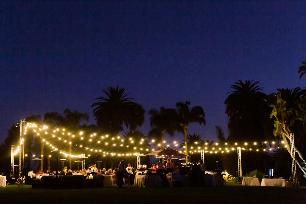 www.santabarbarawedding.com | Danielle Bacon Photography | Santa Barbara Zoo | Events by Rincon | DJ Patrick Butler | Reception Under Twinkling String Lights