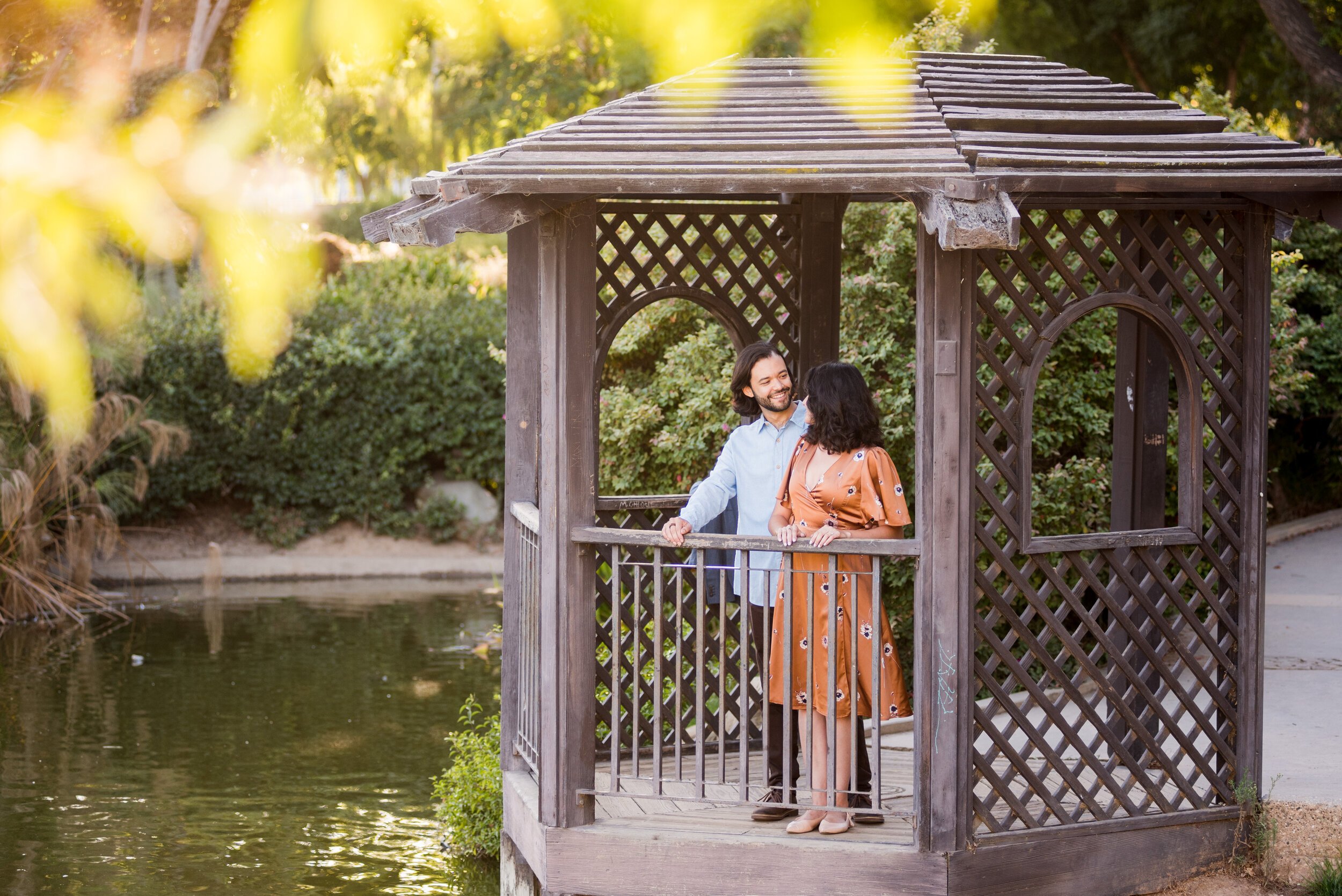 www.santabarbarawedding.com | ByCherry Photography | Alice Keck Park Memorial Garden | Couple in the Gazebo in the Garden 