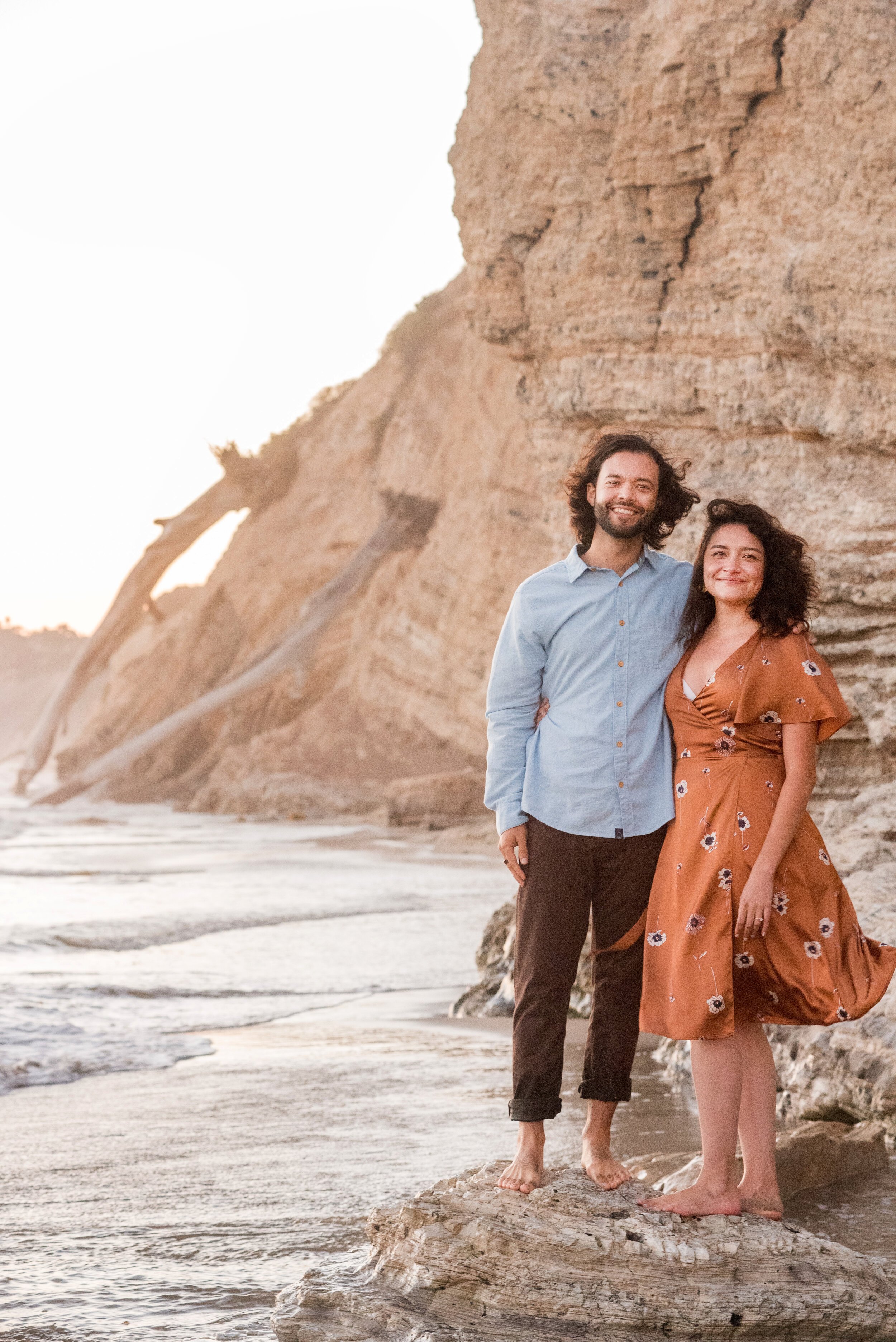 www.santabarbarawedding.com | ByCherry Photography | Mesa Lane Beach | Couple Standing on the Rocks by the Ocean