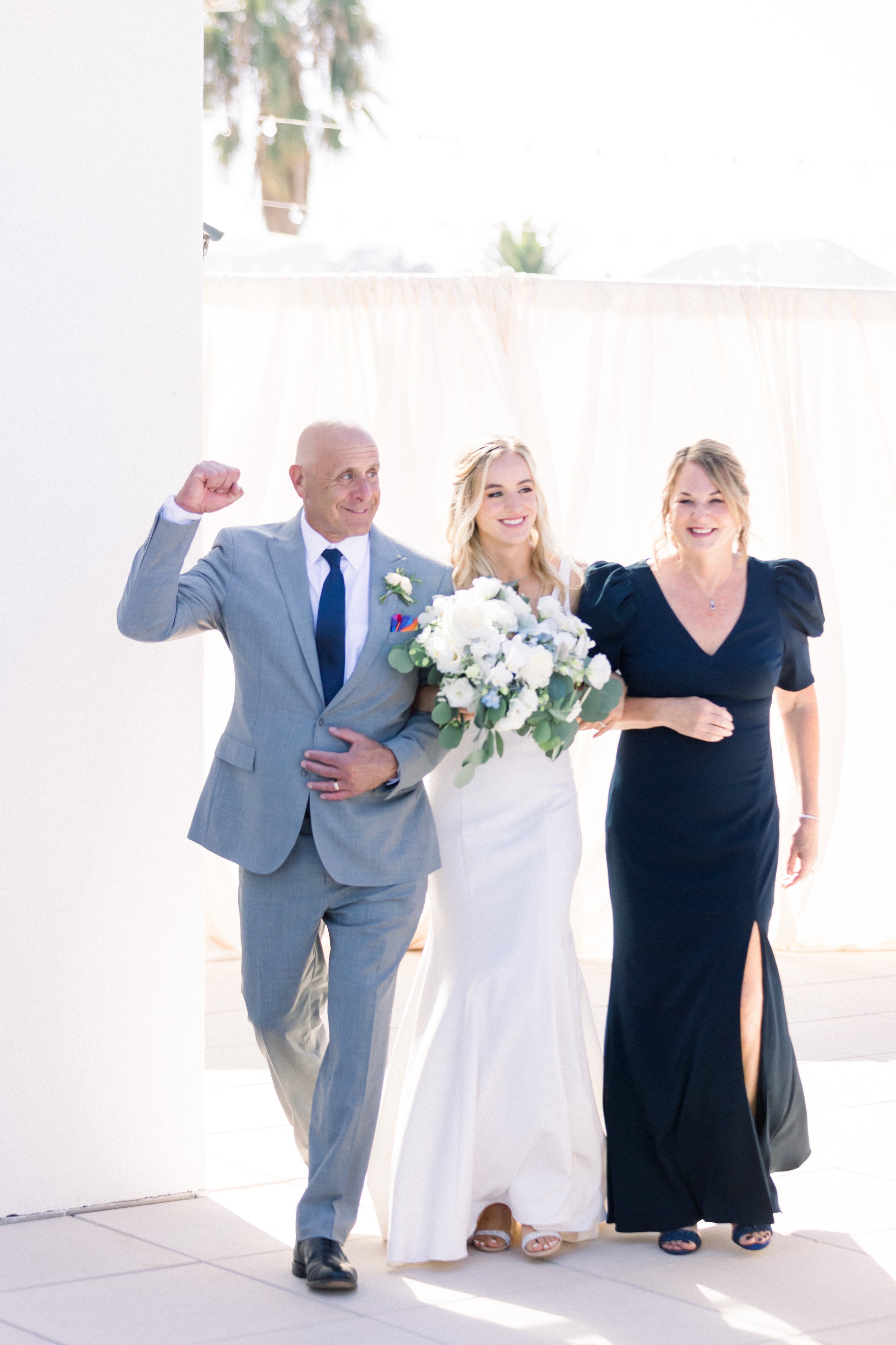 www.santabarbarawedding.com | James &amp; Jess | MOXI | Ann Johnson Events | Ventura Rentals | Islay Events | One Bride Walking Down the Aisle with Both Parents