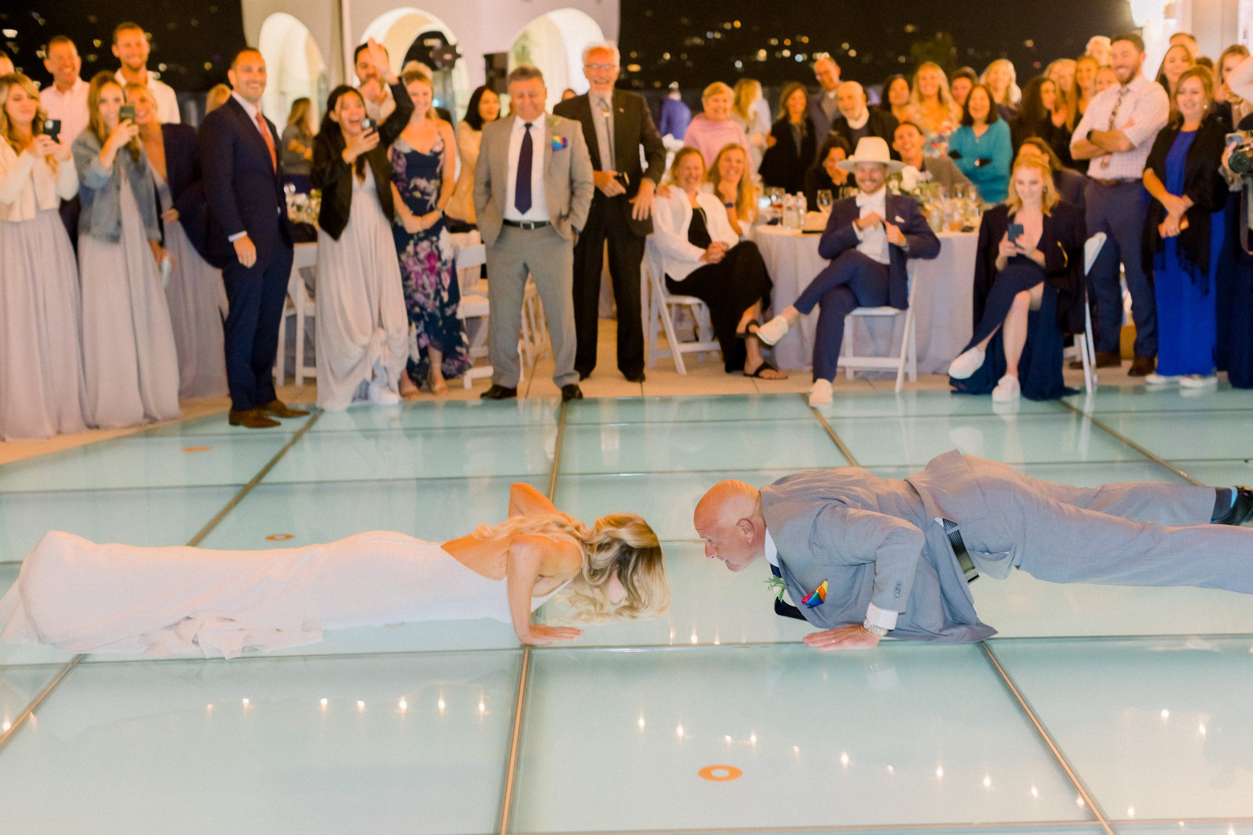 www.santabarbarawedding.com | James &amp; Jess | MOXI | Ann Johnson Events | Ventura Rentals | Islay Events | Gavin Roy Presents | Bride Doing Pushups with Her Dad