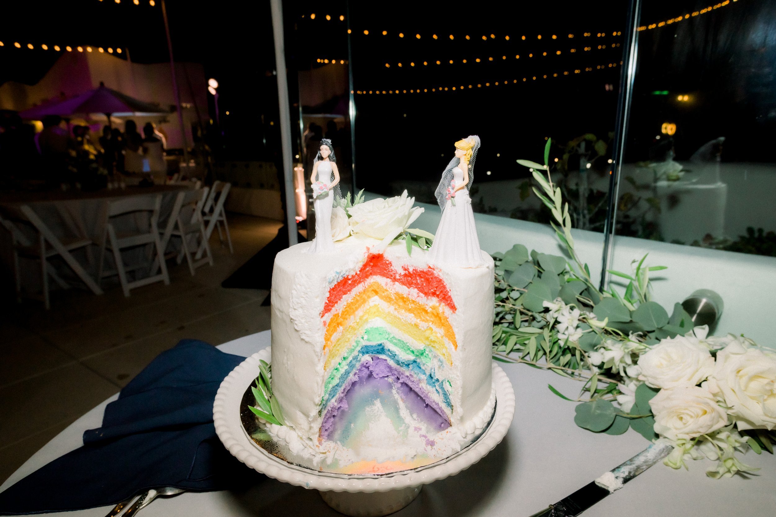 www.santabarbarawedding.com | James &amp; Jess | MOXI | Ann Johnson Events | Ventura Rentals | Islay Events | Gavin Roy Presents | Catering Connection | Rainbow Wedding Cake with Two Brides On Top