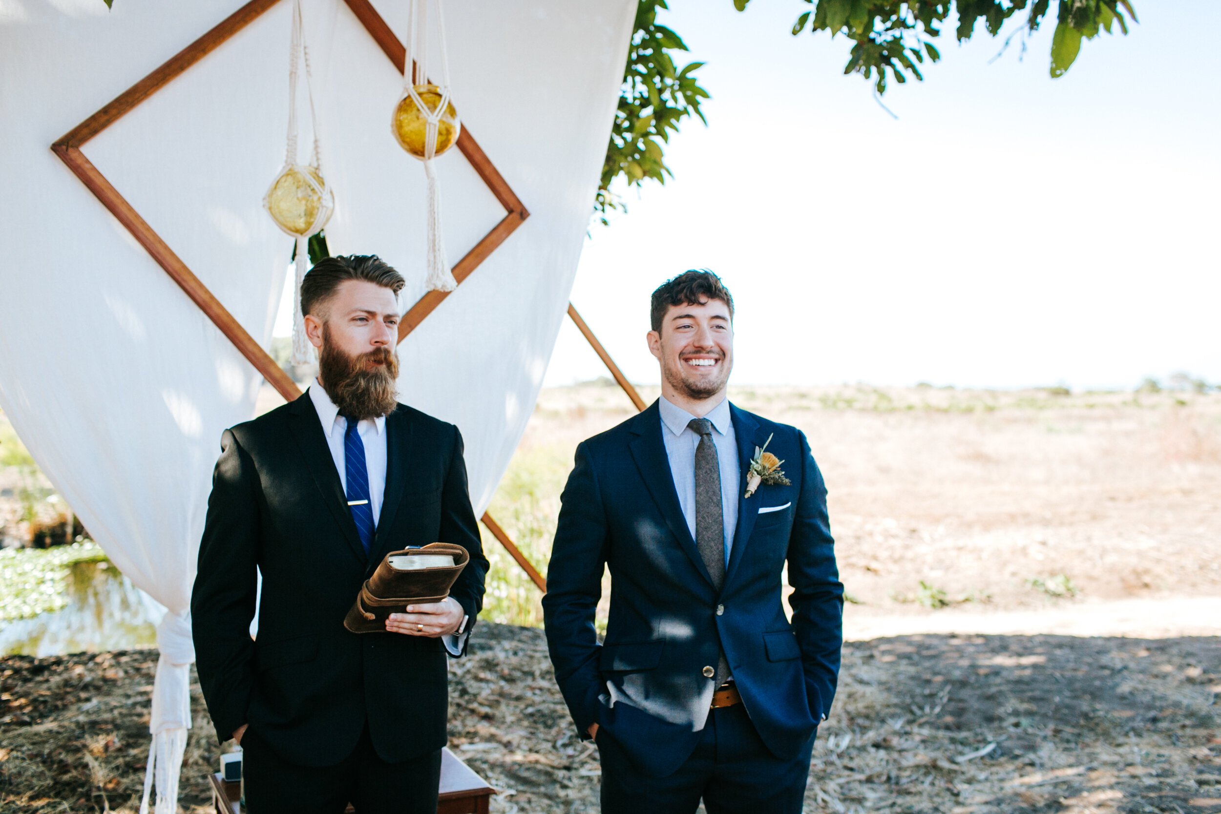 www.santabarbarawedding.com | Elli Lauren Weddings | Dos Pueblos Orchid Farm | Rebekah Xiques | The Tent Merchant | Tommy Coppers | Groom Waiting for Bride at Ceremony 