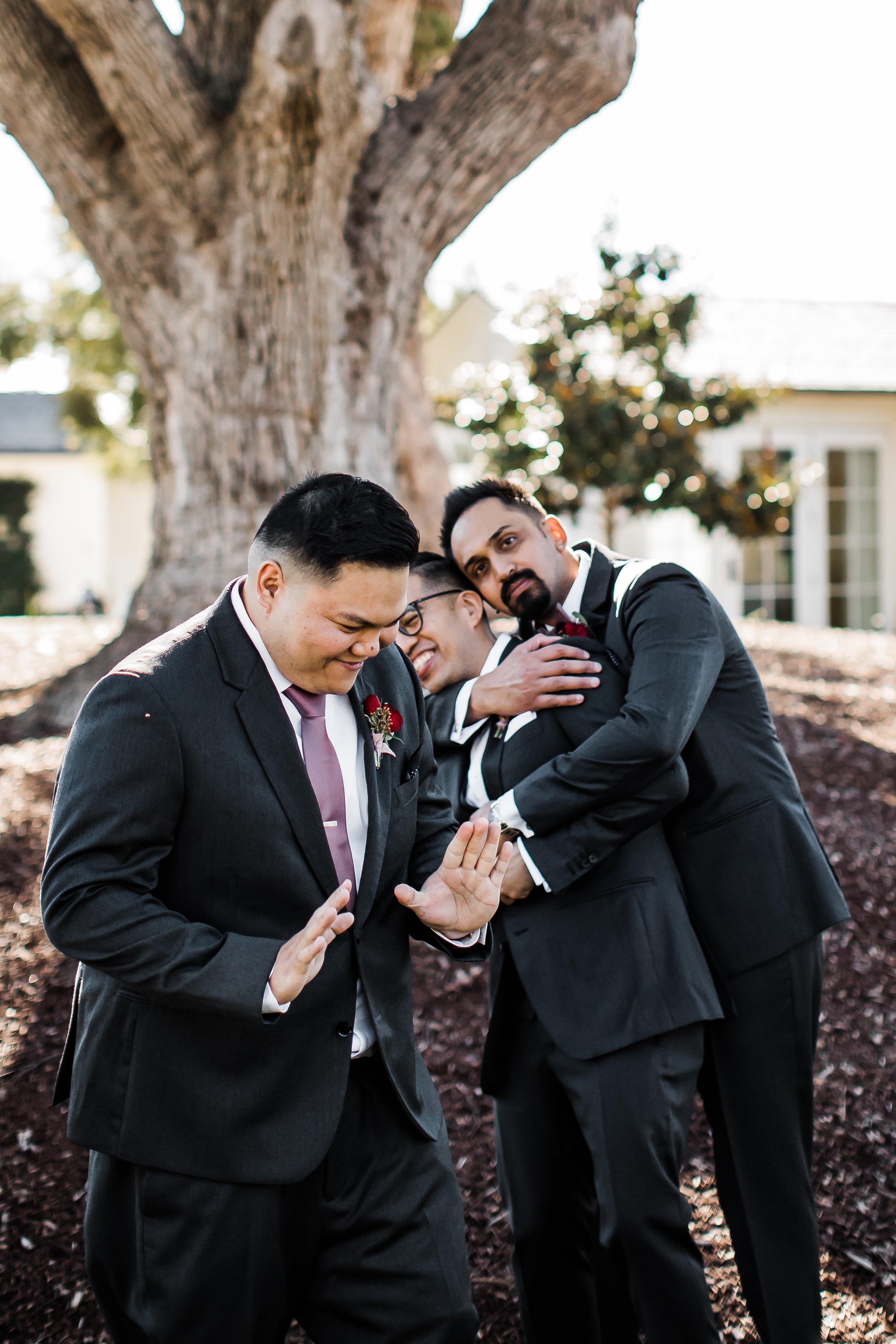 www.santabarbarawedding.com | Old Mission SB | Events by Maxi | Michelle Ramirez | Tangled Lotus | Groom with a Couple Groomsmen