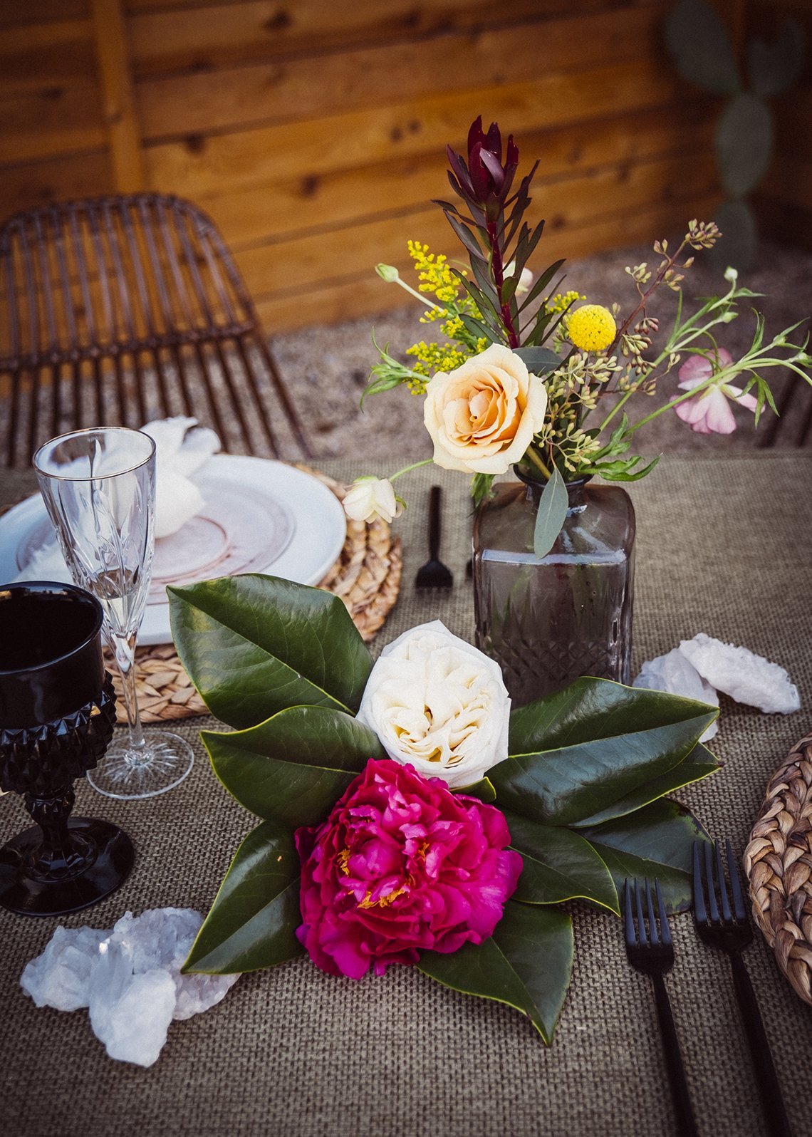 www.santabarbarawedding.com | White Sage Weddings &amp; Events | Bright Bird Photography | Light &amp; Space | Tangled Lotus | Otis + Pearl | Amigo Party Rentals | Details on Reception Table