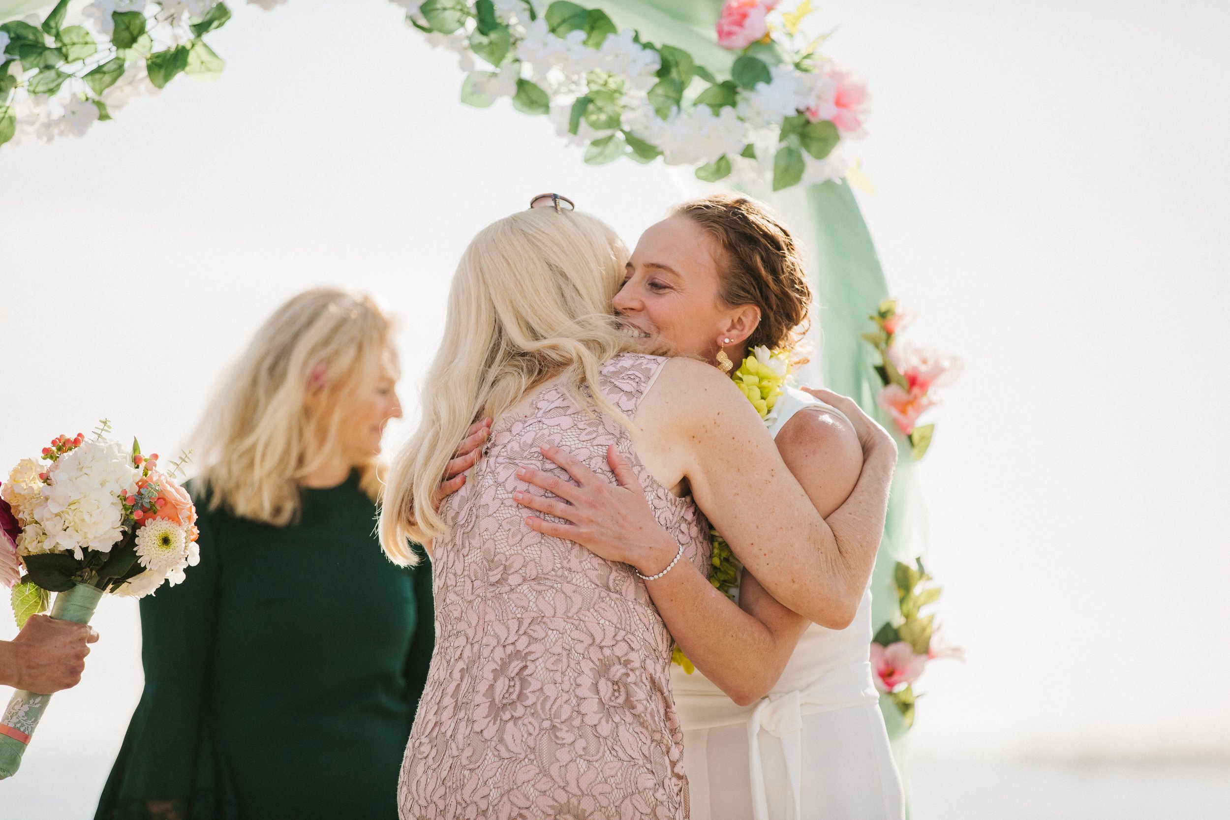 www.santabarbarawedding.com | Lerina Winter | Danny Miles | Nordstrom | Bride Kaleena Hugging Mom at the Ceremony 