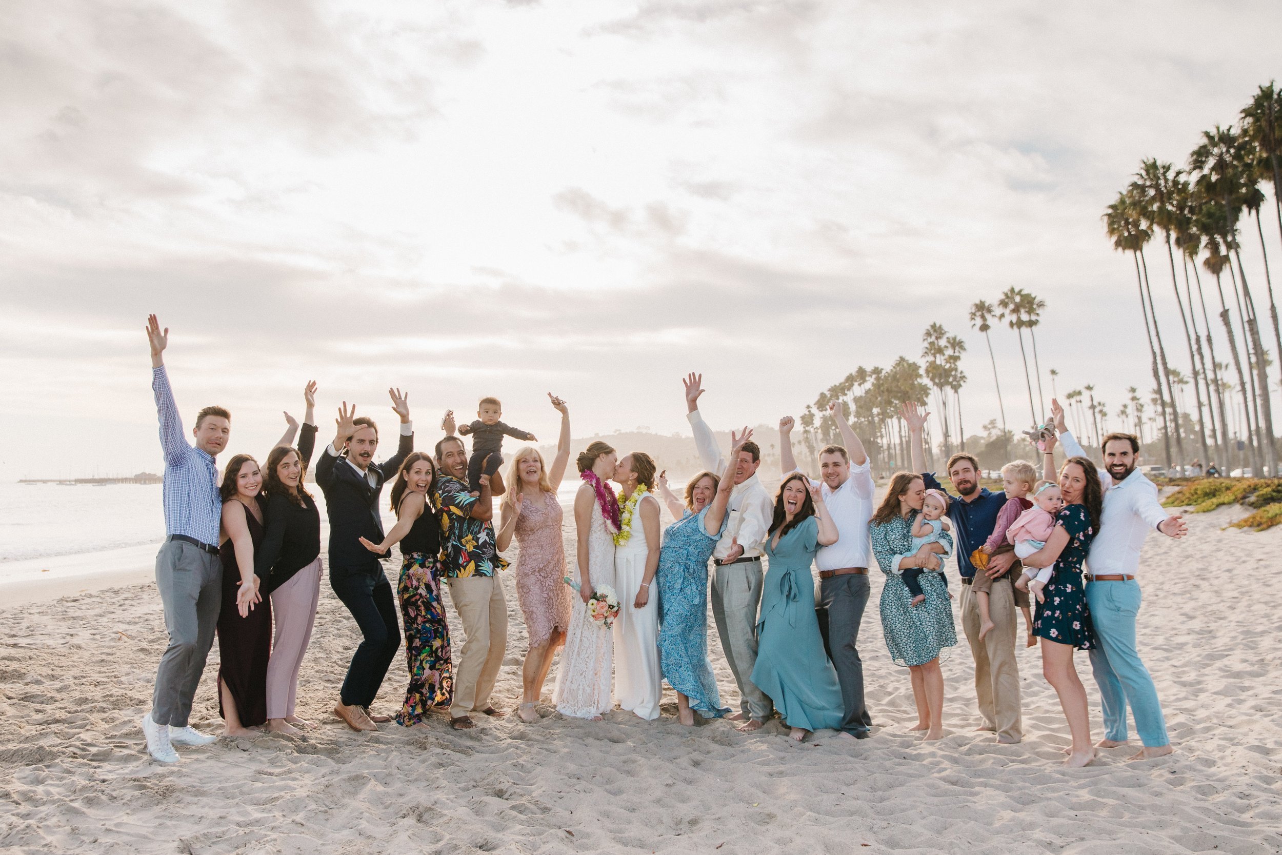 www.santabarbarawedding.com | Lerina Winter | Danny Miles | Lulus | Nordstrom | Brides with Guests Celebrating at the Beach 