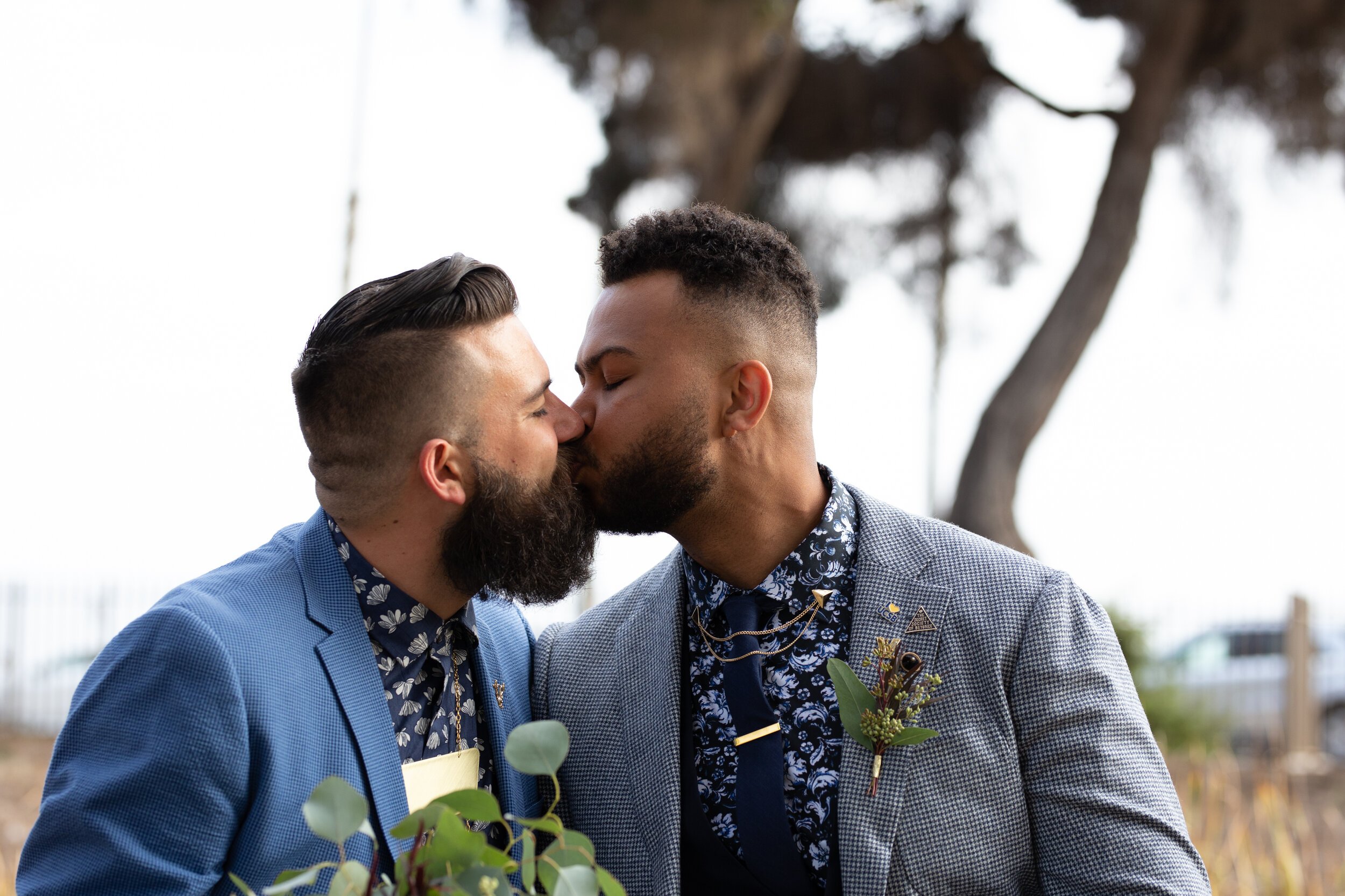 www.santabarbarawedding.com | Carousel House | AE Photography | Rancho Santa Cecilia | Grooms Share a Kiss