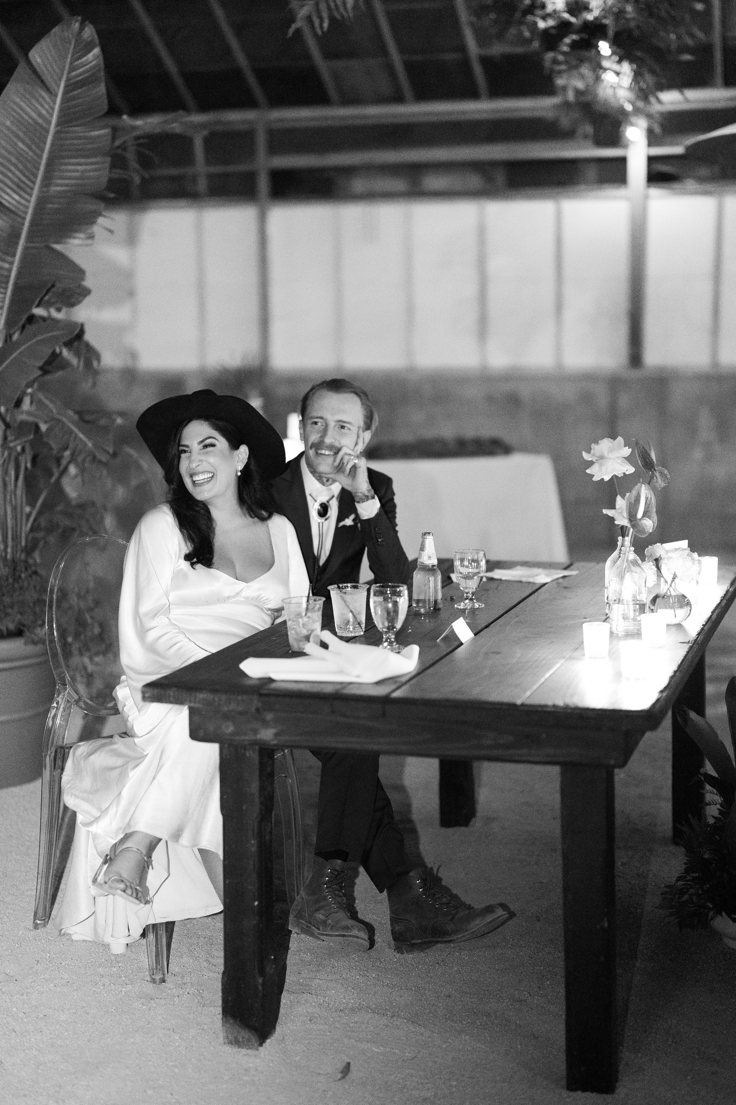 www.santabarbarawedding.com | Ivy Weddings &amp; Events | Madeleine Collins | Dos Pueblos Orchid Farm | Boho Chic Dreams | Ventura Rentals | Emuna Catering | Bride and Groom at Reception Table