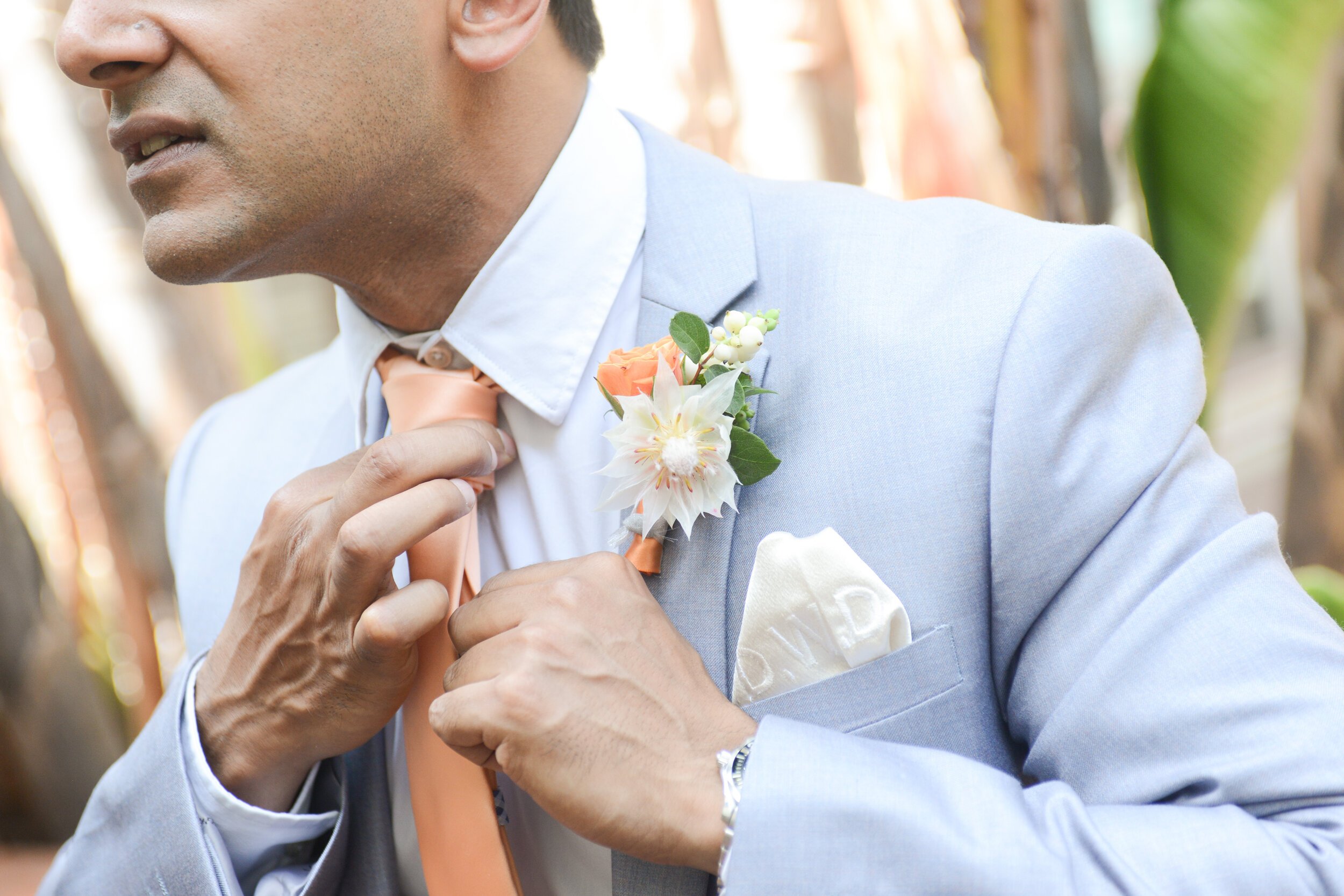 www.santabarbarawedding.com | ByCherry Photography | Dalina Klan | Four Seasons Resort The Biltmore | Groom Fixing His Tie