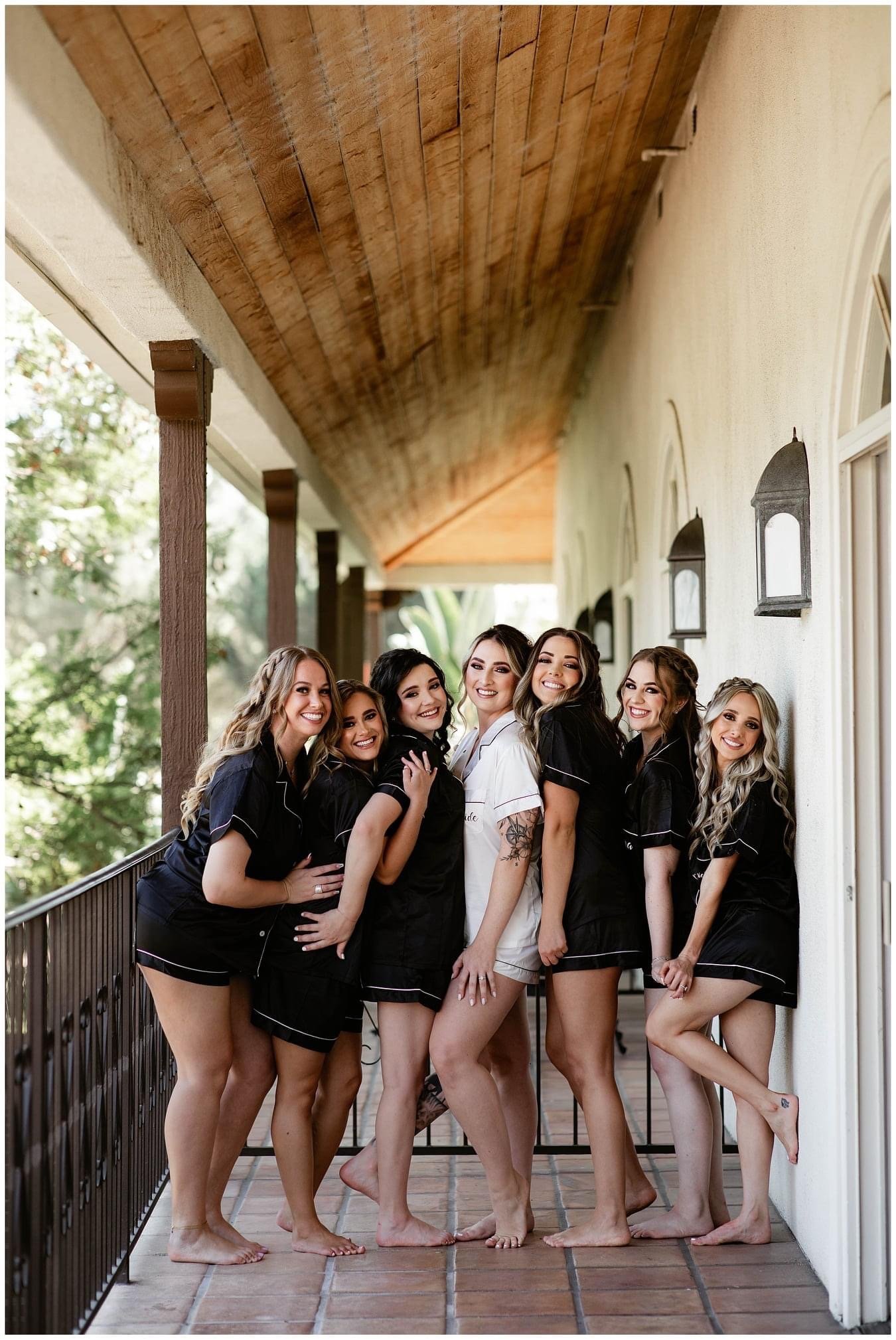 www.santabarbarawedding.com | Events by Fran | Gabrielle von Heyking | Calamigos Ranch | Stephanie Mankey | Jackie Romero | Bride and Bridesmaids in Matching PJ Sets