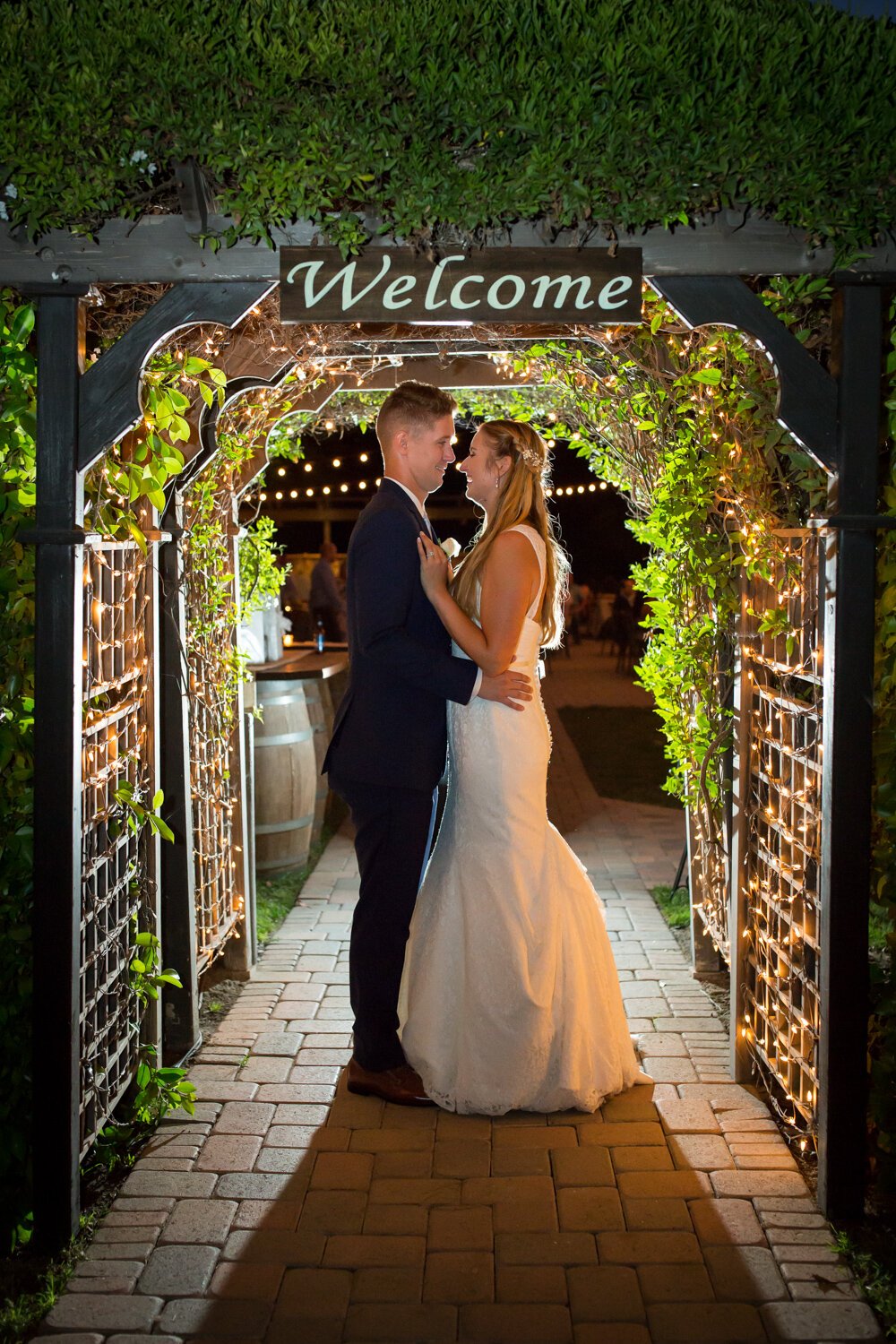 www.santabarbarawedding.com | Elizabeth Victoria Photography | Walnut Grove | Mia Bella Weddings | Men’s Warehouse | Simply Bridal | Bride and Groom Share a Moment After Reception