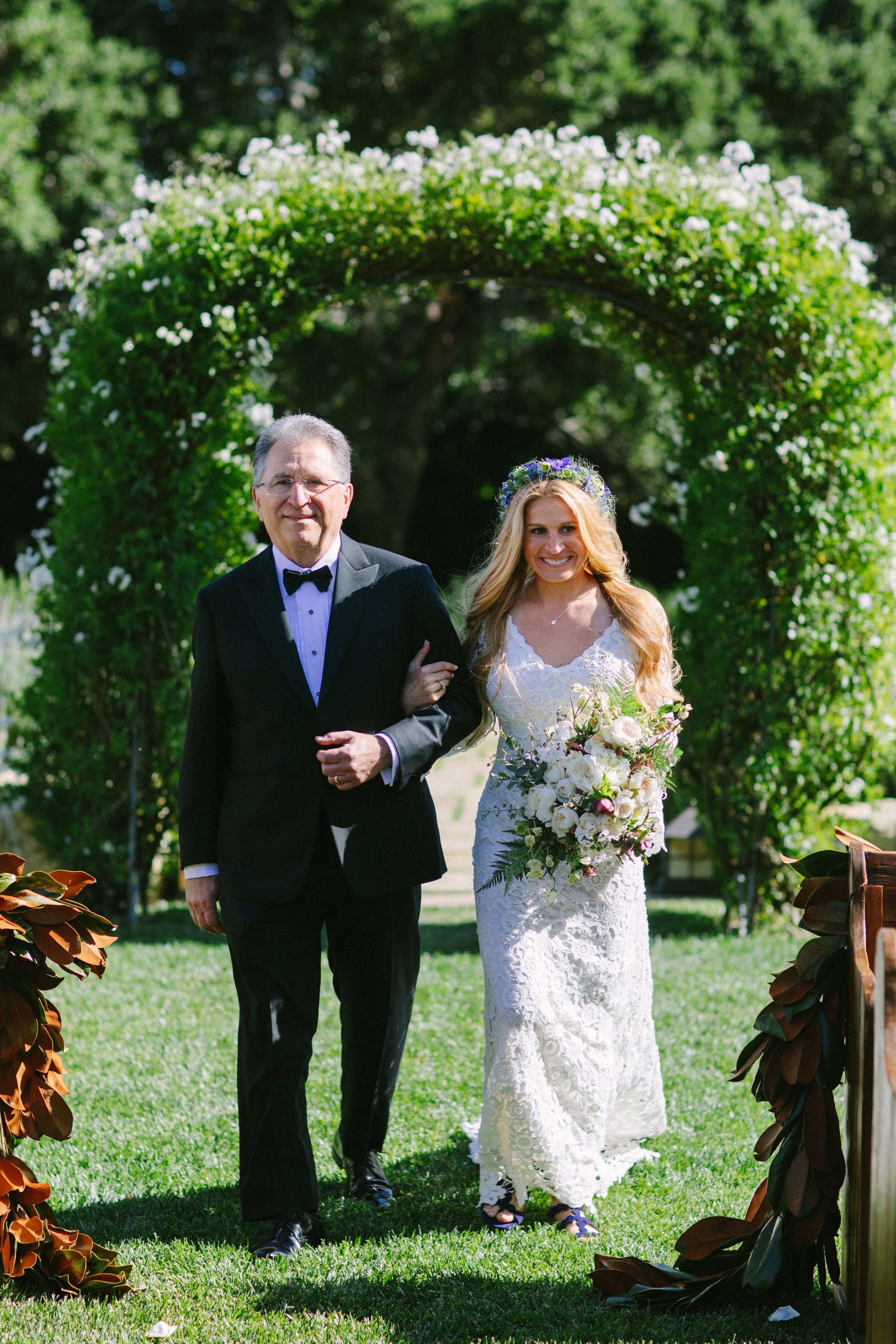 www.santabarbarawedding.com | San Ysidro Ranch | Imagine Events | Millay and Young Photo | Bride and Father walking down aisle