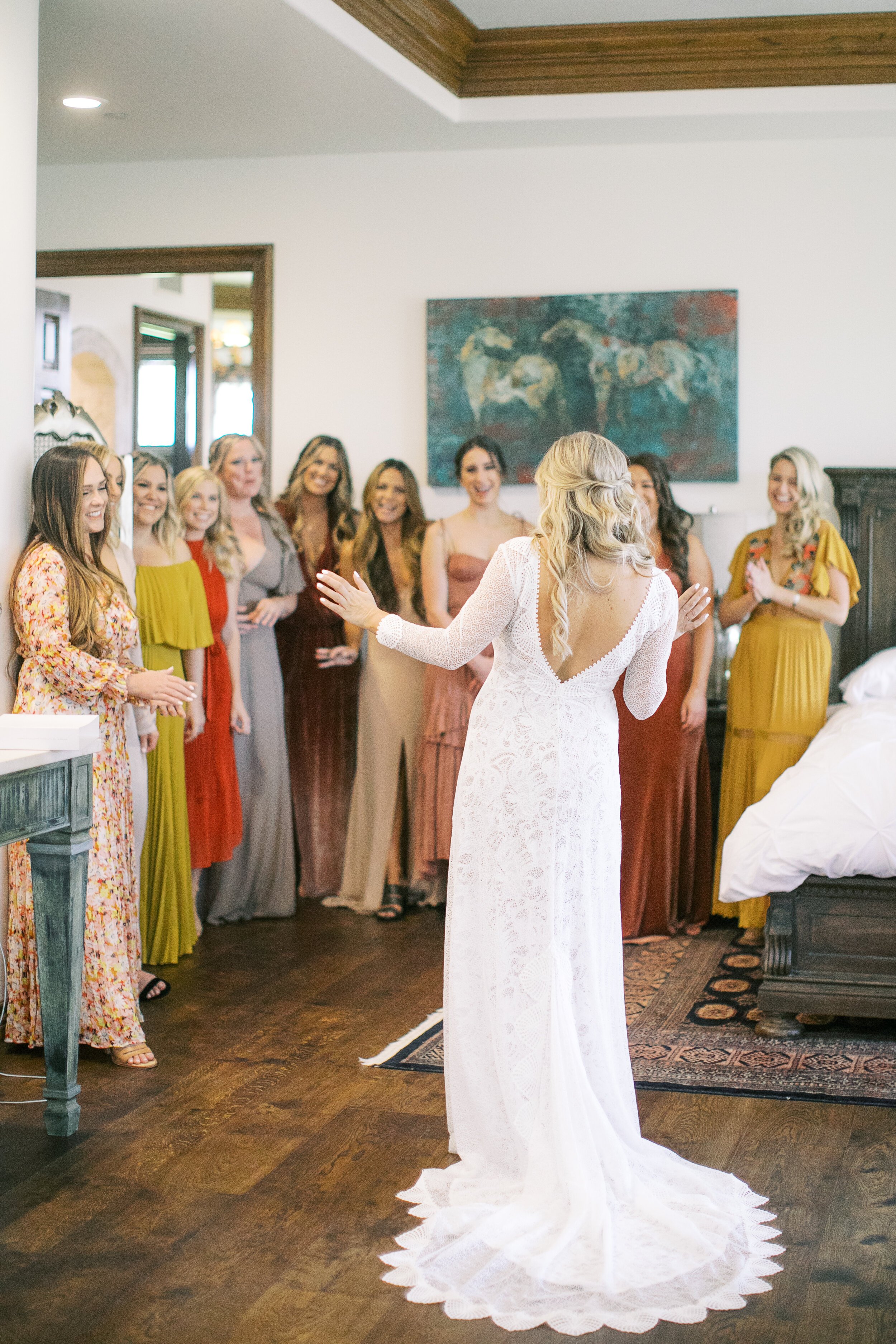 www.santabarbarawedding.com | Sposto Photography | Roblar Farm | Palm + Pine Events | Green Apple Event Co. | Grace Loves Lace | Chantel Long | Bride Paint | Bride Reveal to Bridesmaids