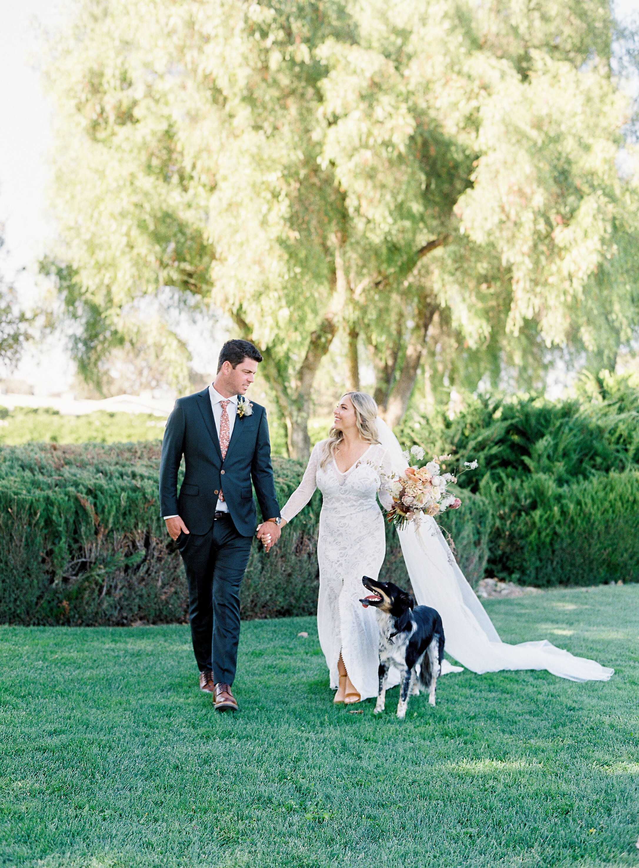 www.santabarbarawedding.com | Sposto Photography | Roblar Farm | Palm + Pine Events | Green Apple Event Co. | Petals + Pop | Grace Loves Lace | Grooms Grotto | Bride and Groom with Dog