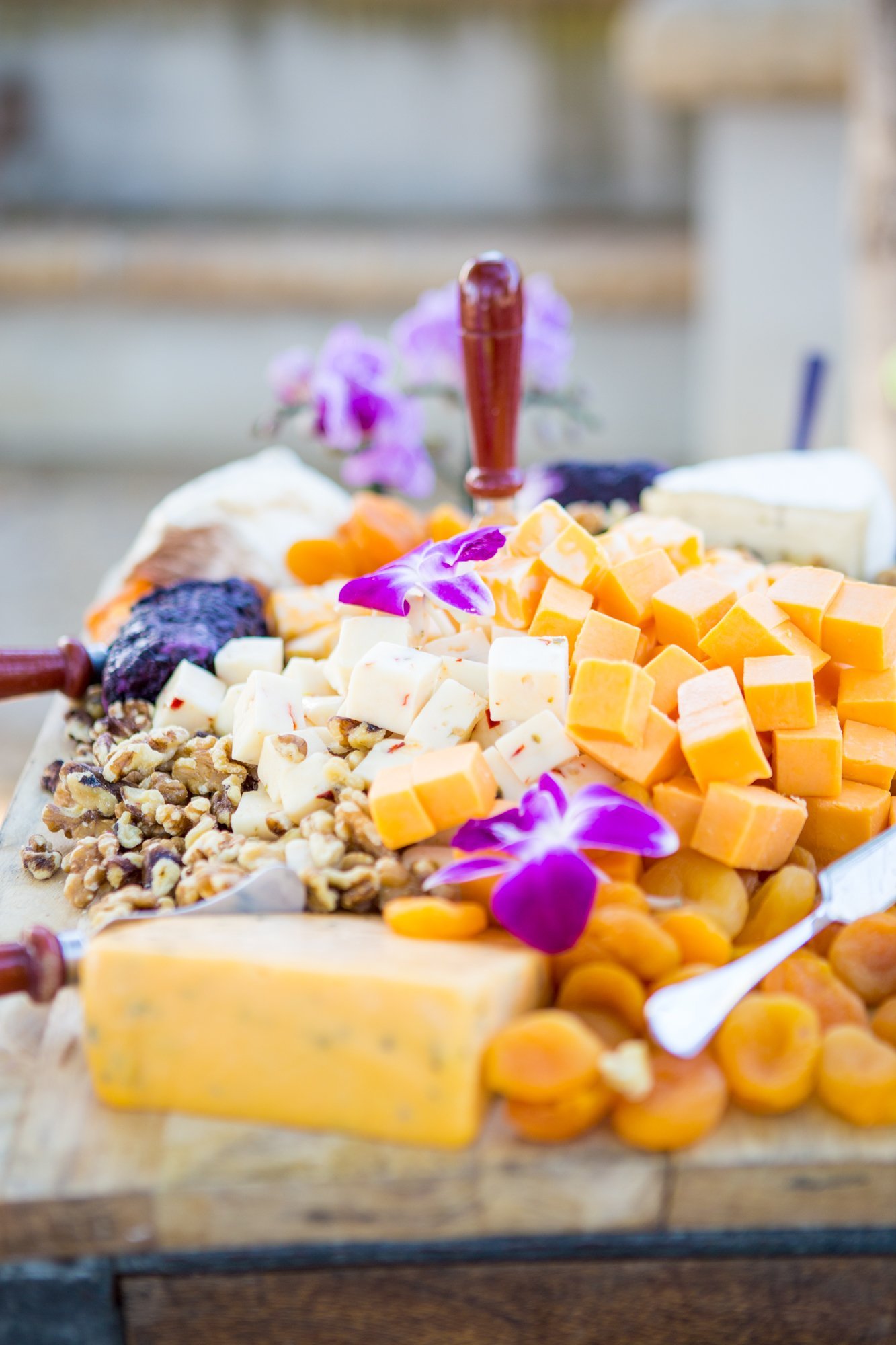 www.santabarbarawedding.com | Catering Connection | Karen D. Photography | Charcuterie Board with Cheese, Nuts, and Dried Fruit