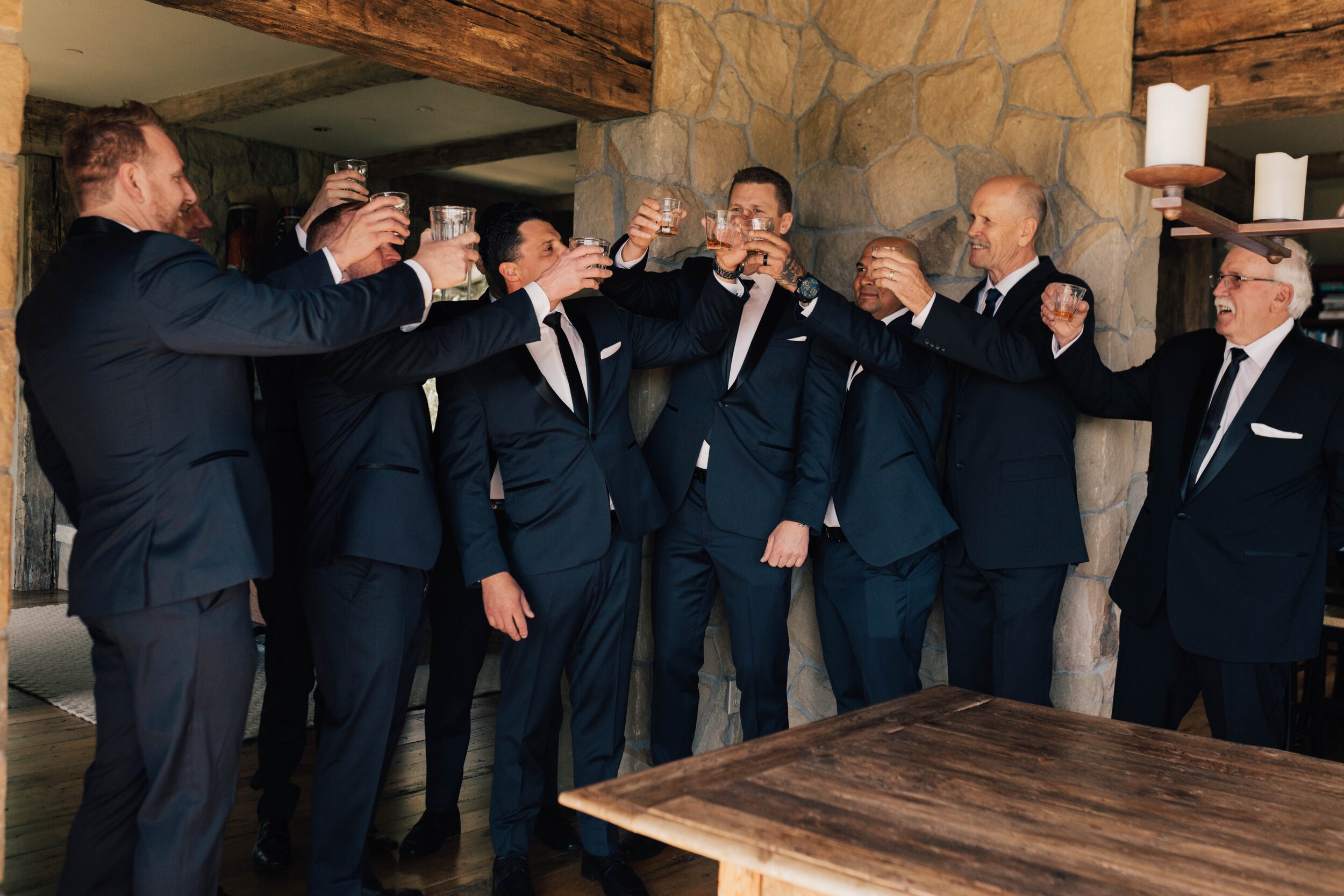 www.santabarbarawedding.com | Bria Peterson | Ocean View Farm | KB Events | Tangled Lotus | Groom Shares a Drink with Groomsmen Before the Ceremony 