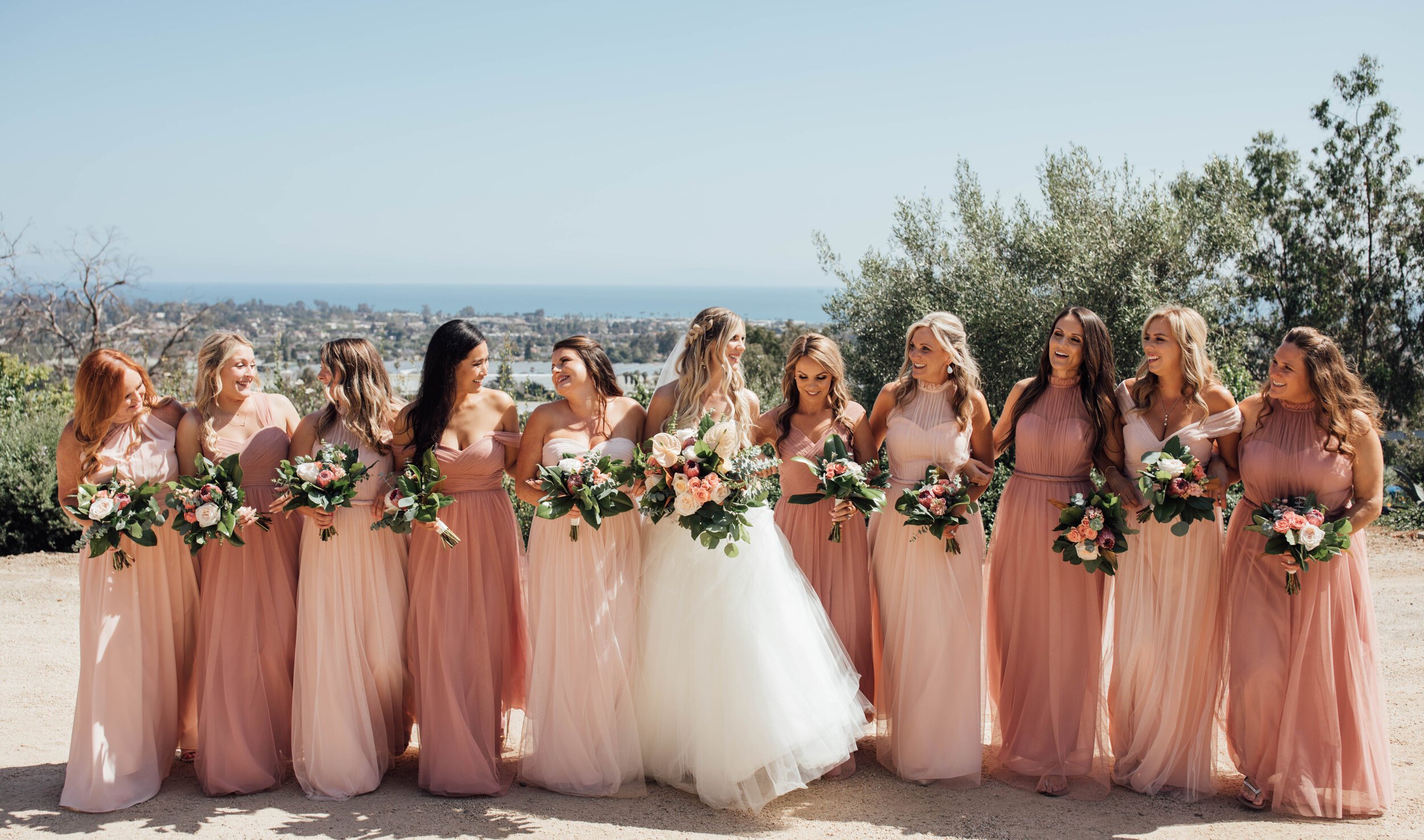 www.santabarbarawedding.com | Bria Peterson | Ocean View Farm | KB Events | Tangled Lotus | Nicquel | Bride with Bridesmaids and Bouquets
