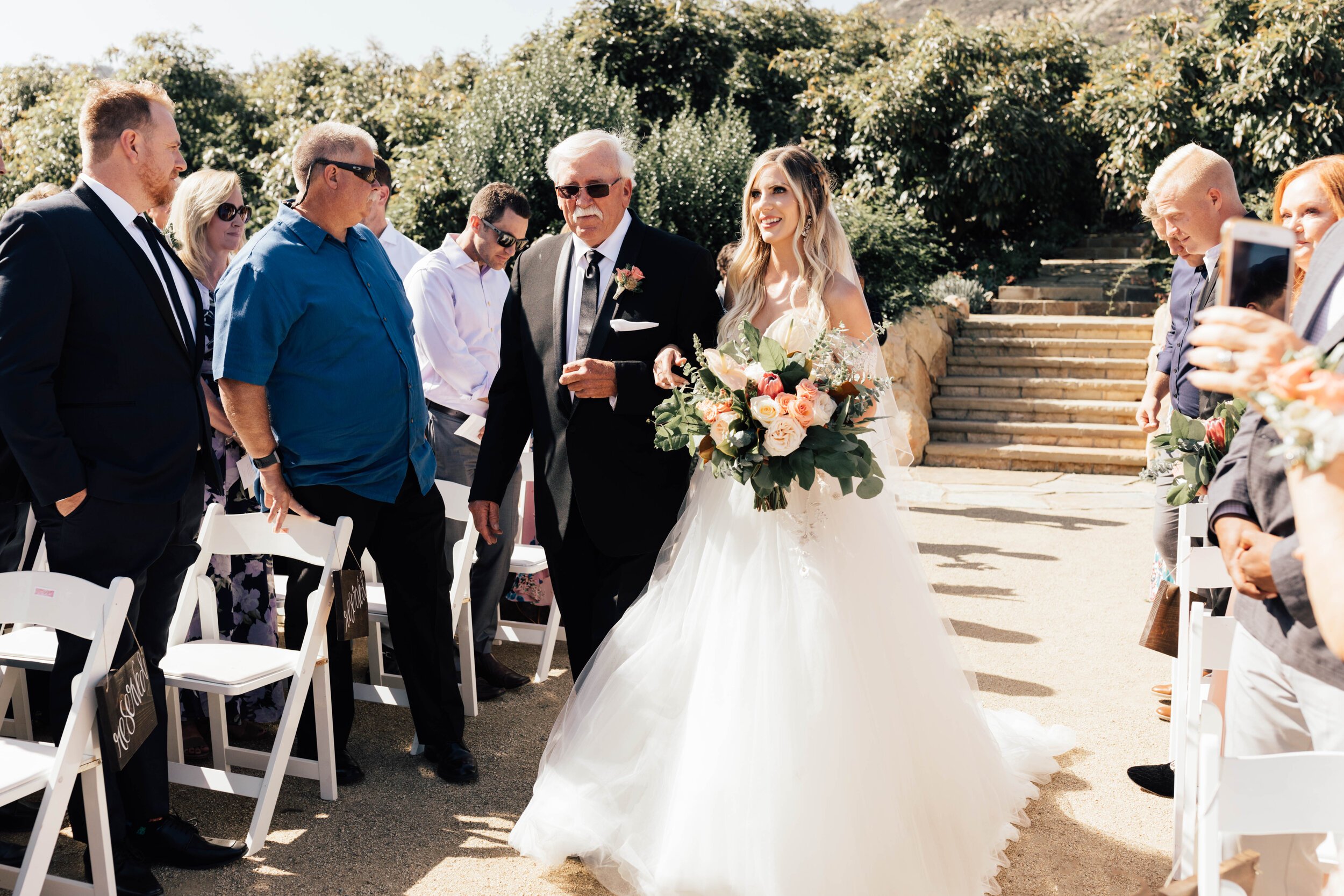 www.santabarbarawedding.com | Bria Peterson | Ocean View Farm | KB Events | Tangled Lotus | Nicquel | Amigo Party Rentals | Bride Walks Down the Aisle with Father