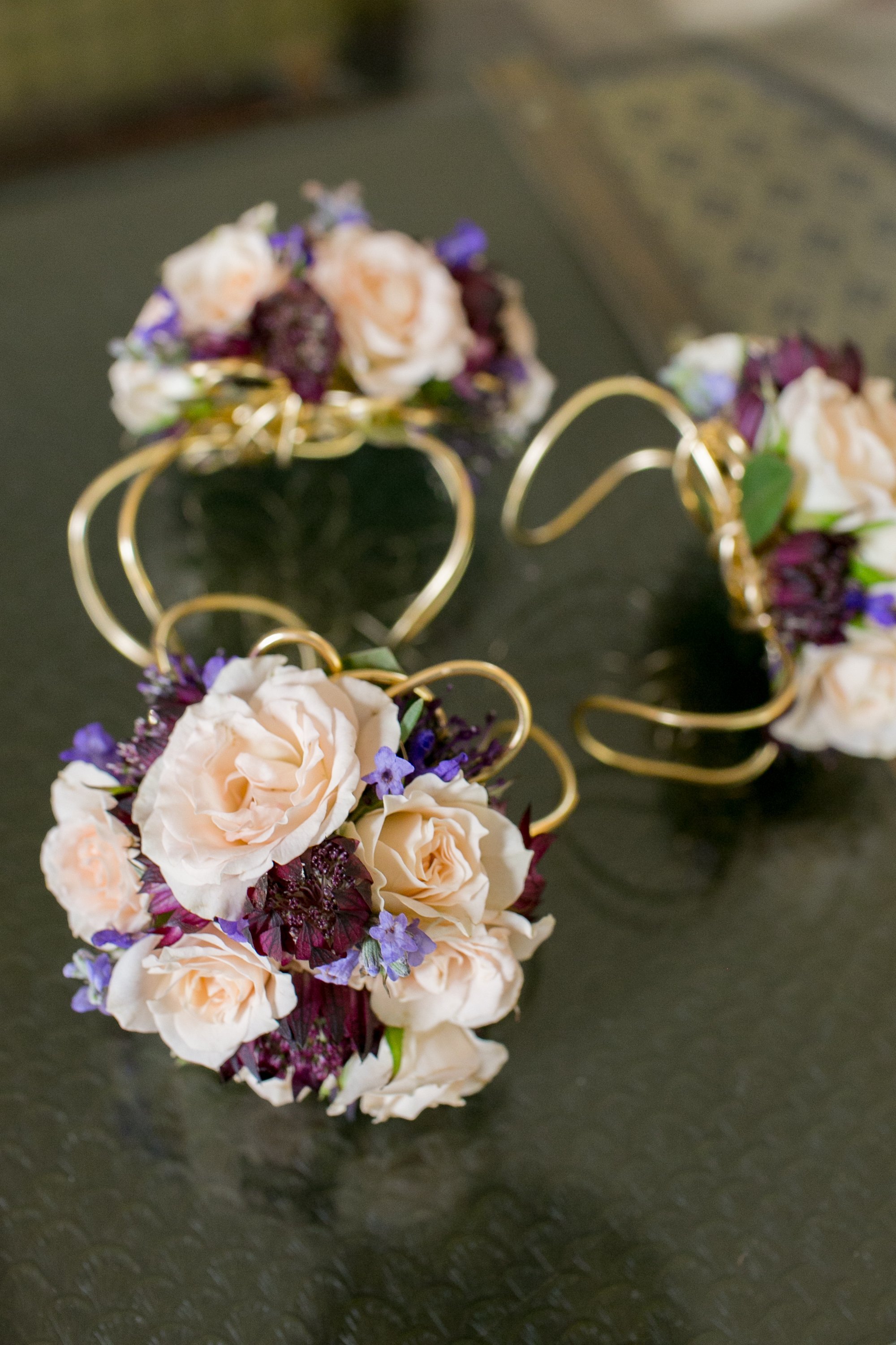 www.santabarbarawedding.com | Margaret Joan Florals | Kelsey Crews Photography | Blush and Purple Cuffs