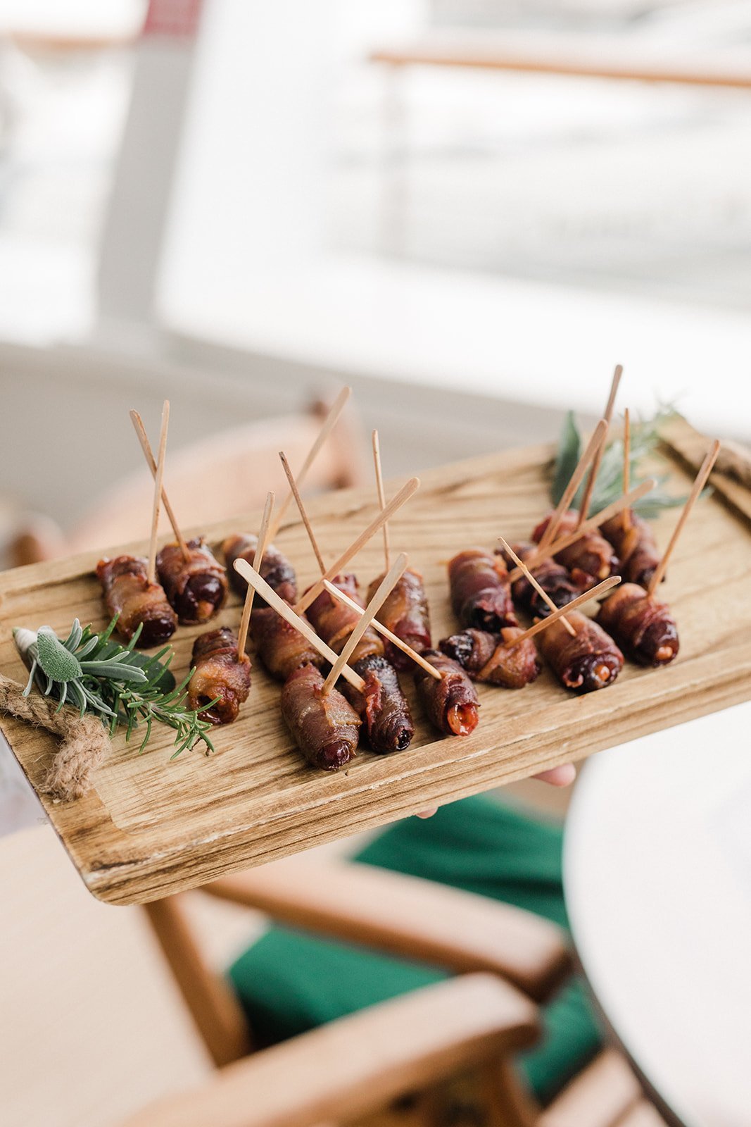 www.santabarbarawedding.com | Anna Delores Photography | Channel Cat Charters | Onyx + Redwood | Catering Connection | Bacon Wrapped Dates Appetizer