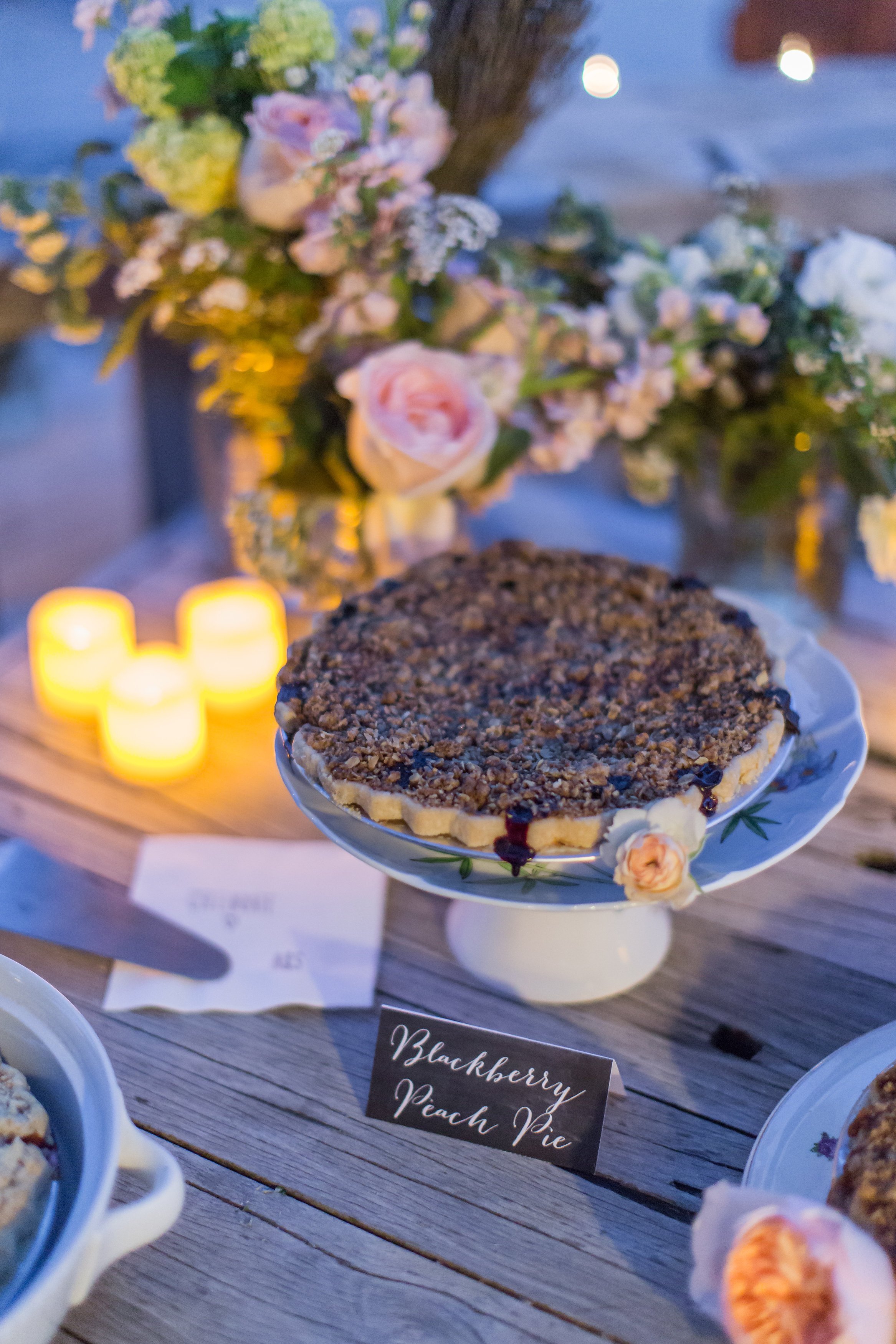 www.santabarbarawedding.com | Kiel Rucker Photography | Country Catering Company | Blackberry Peach Pie at Reception
