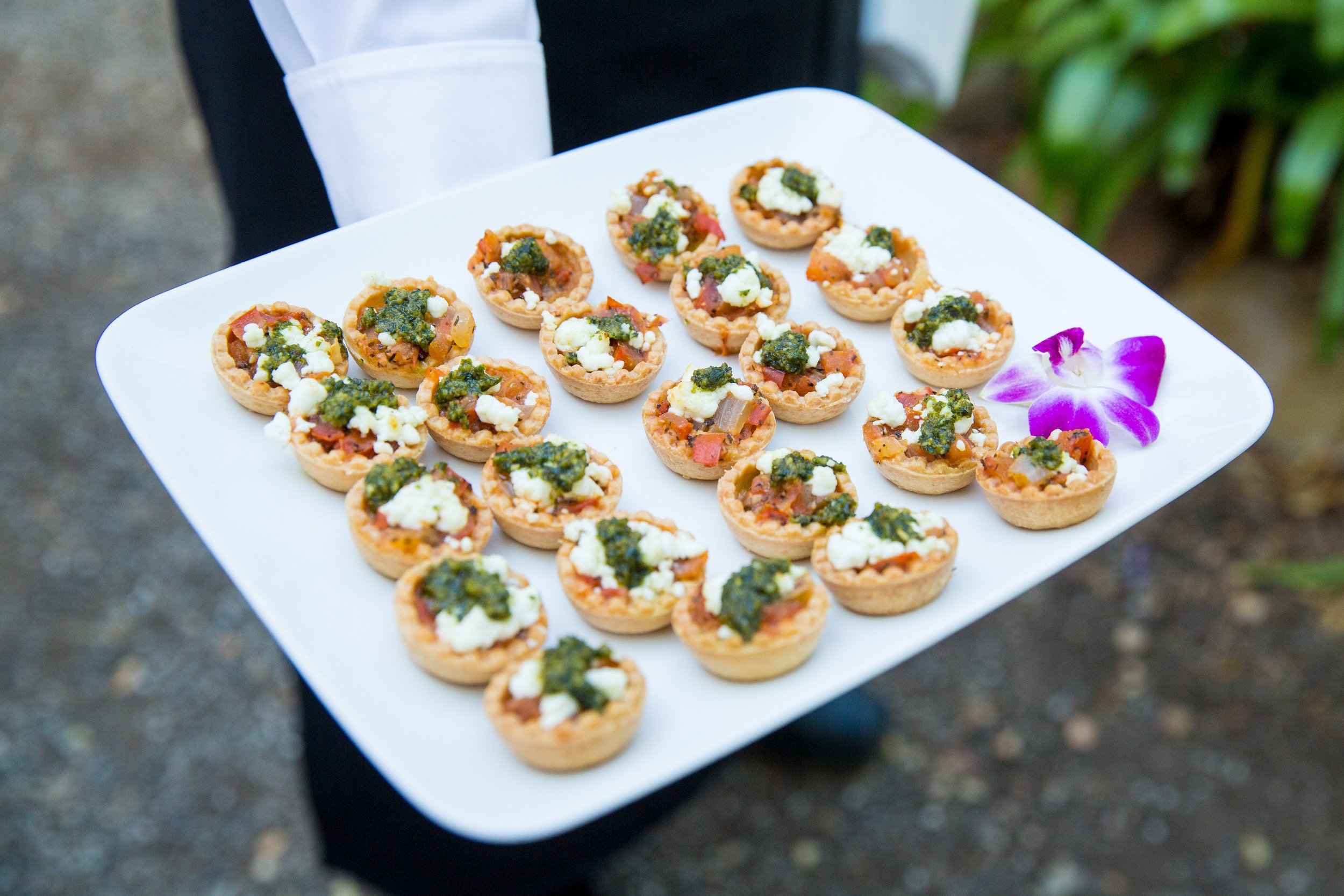 www.santabarbarawedding.com | hors d'ouvres | appetizer tips | Catering connection | vegetarian tarts | wedding menu | Kiel Rucker Photography