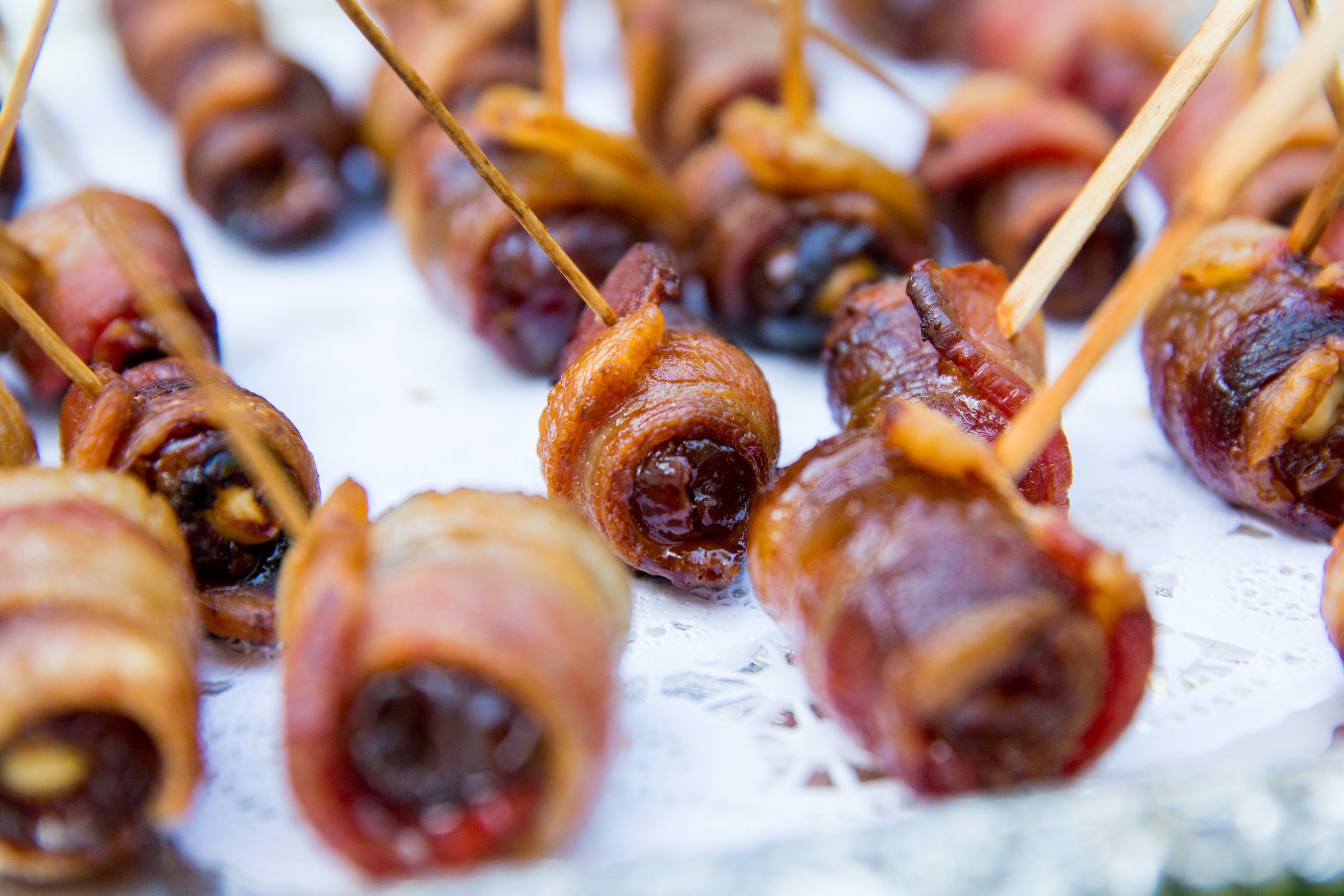 www.santabarbarawedding.com | hors d'ouvres | appetizer tips | Catering connection | bacon wrapped fig | wedding menu | Kiel Rucker Photography