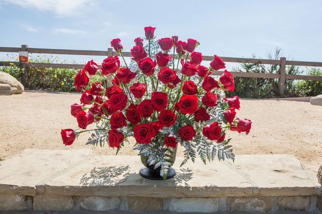 www.santabarbarawedding.com | Head &amp; Heart Photography | Felici Events | Large Bouquet of Red Roses