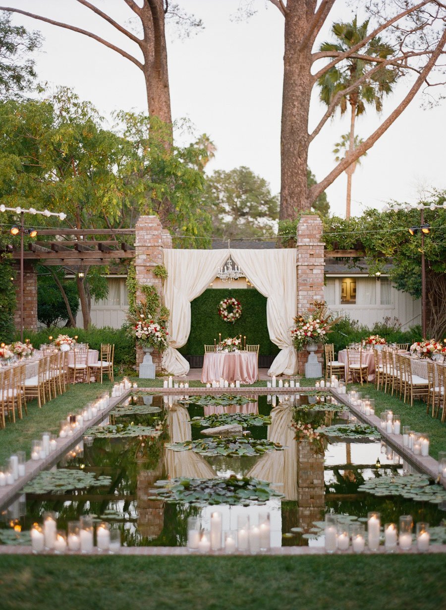 www.santabarbarawedding.com | Michelle Beller Photography | XOXO Bride | Romantic Ceremony Set Up with Pink Details and Candles