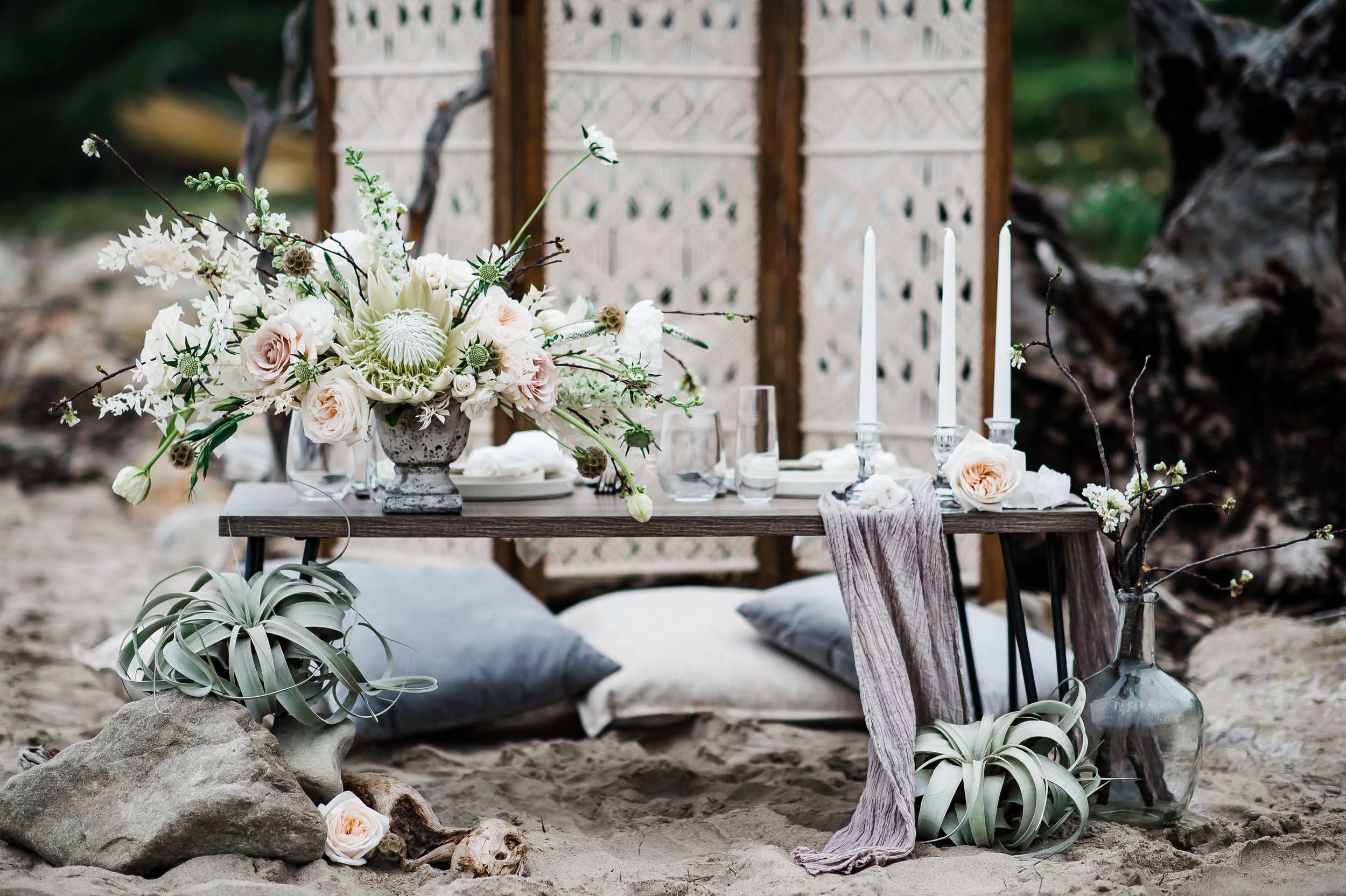 www.santabarbarawedding.com | Photographer: Michelle Ramirez Photography | Fresch Events | Tangled Lotus | Amigo Party Rentals | Honey Silks &amp; Co | wedding table decor