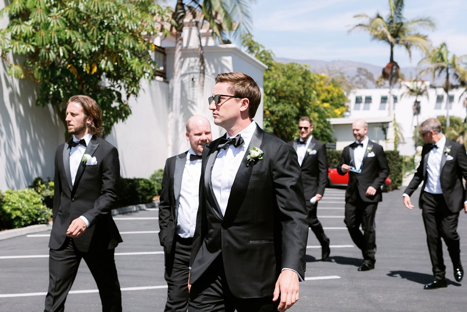 www.santabarbarawedding.com | Santa Barbara Courthouse | Amazing Days Events | Anna Delores Photography | Groom Walking to the Venue with His Groomsmen