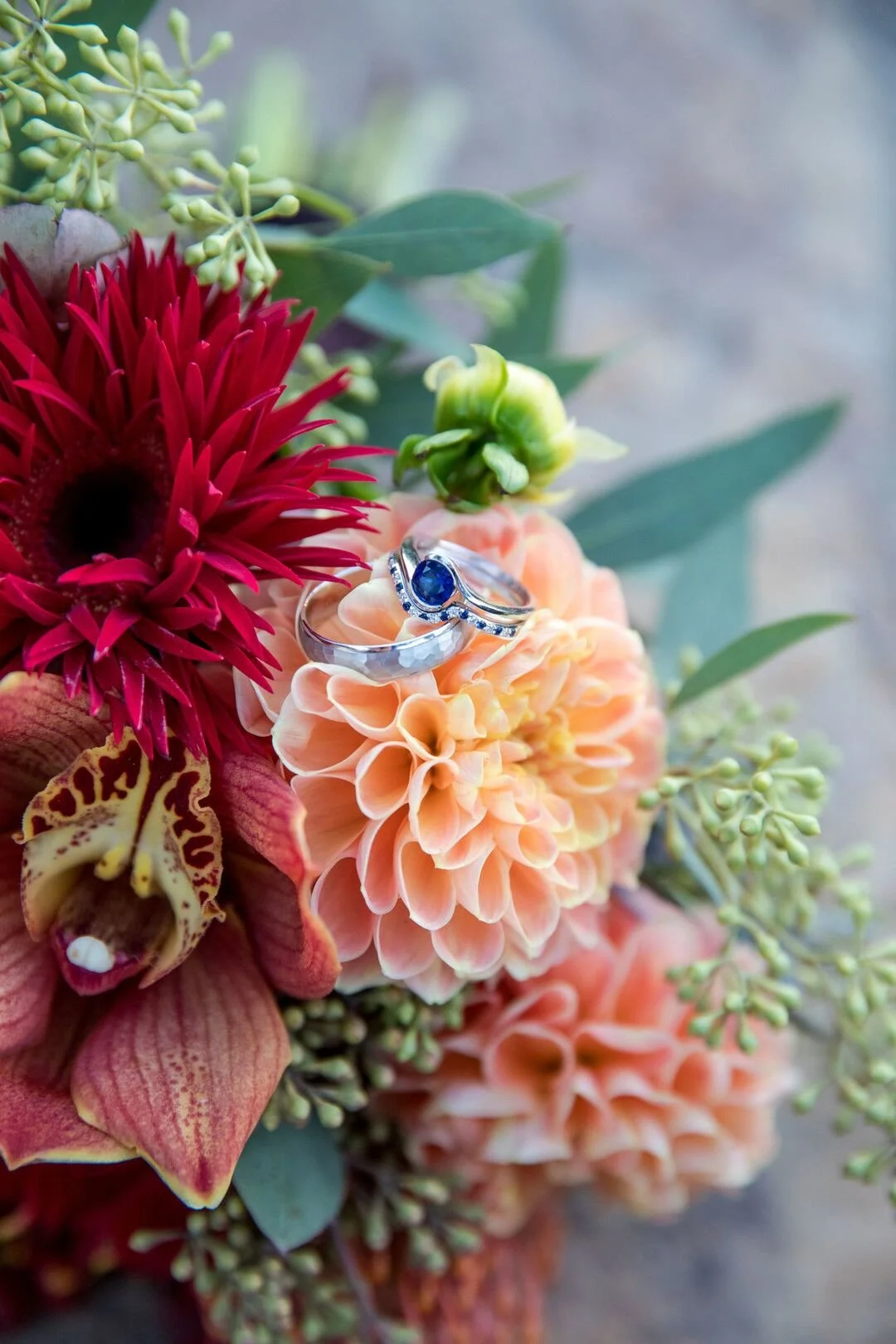 www.santabarbarawedding.com | Venue: Firestone Vineyard | Photographer: Just Kiss Collective | Wedding Rings on Bouquet